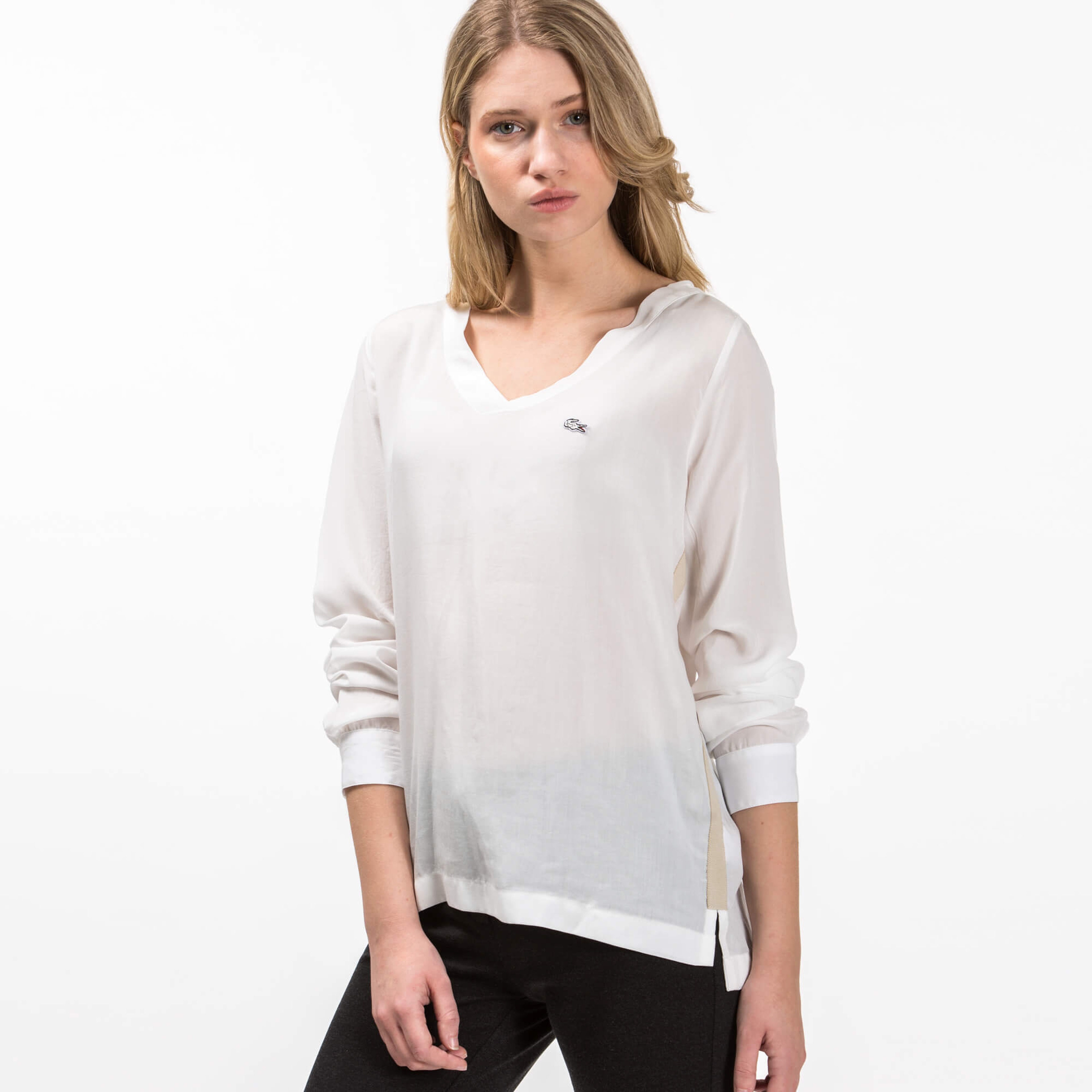 Lacoste Kadın Krem Uzun Kollu Bluz