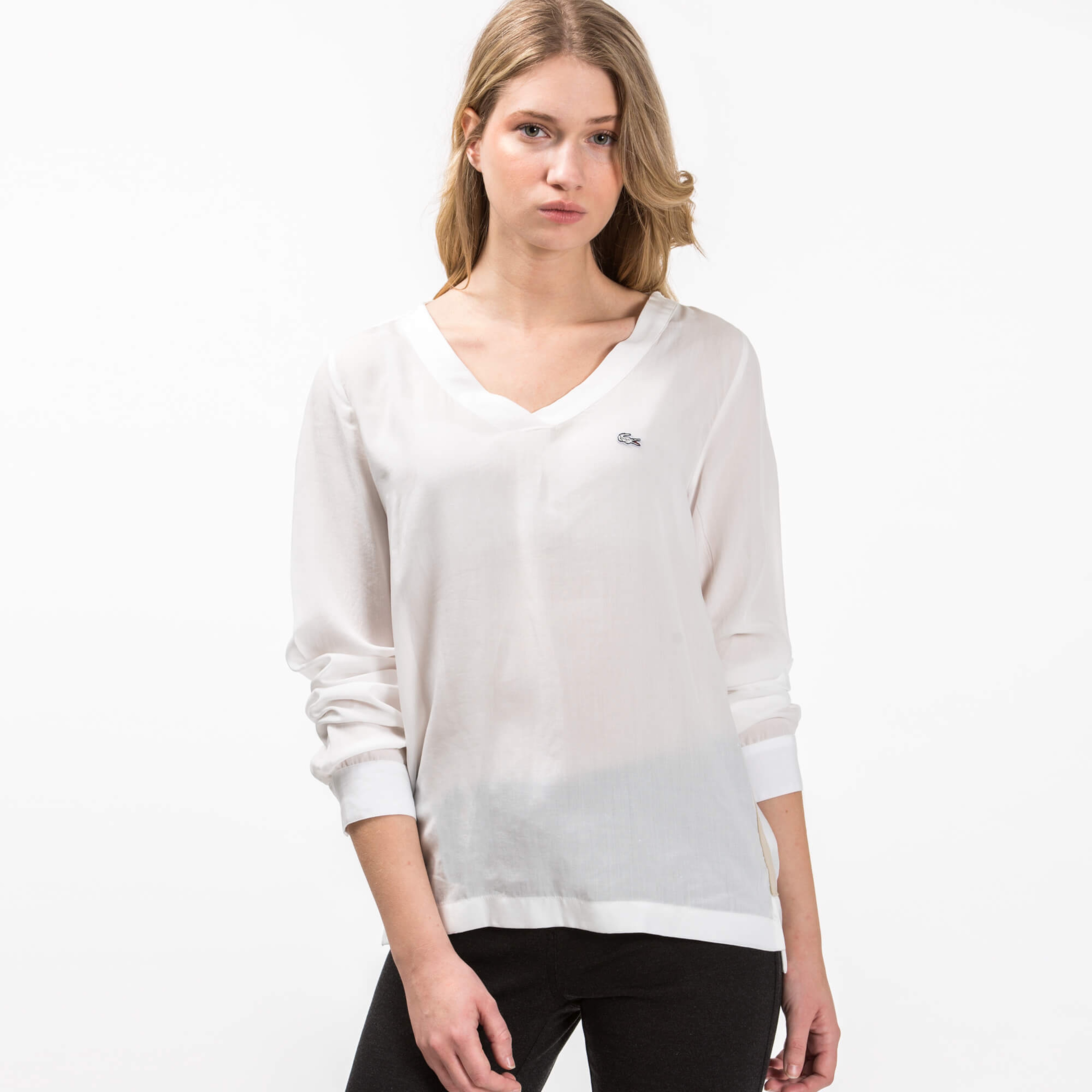 Lacoste Kadın Krem Uzun Kollu Bluz