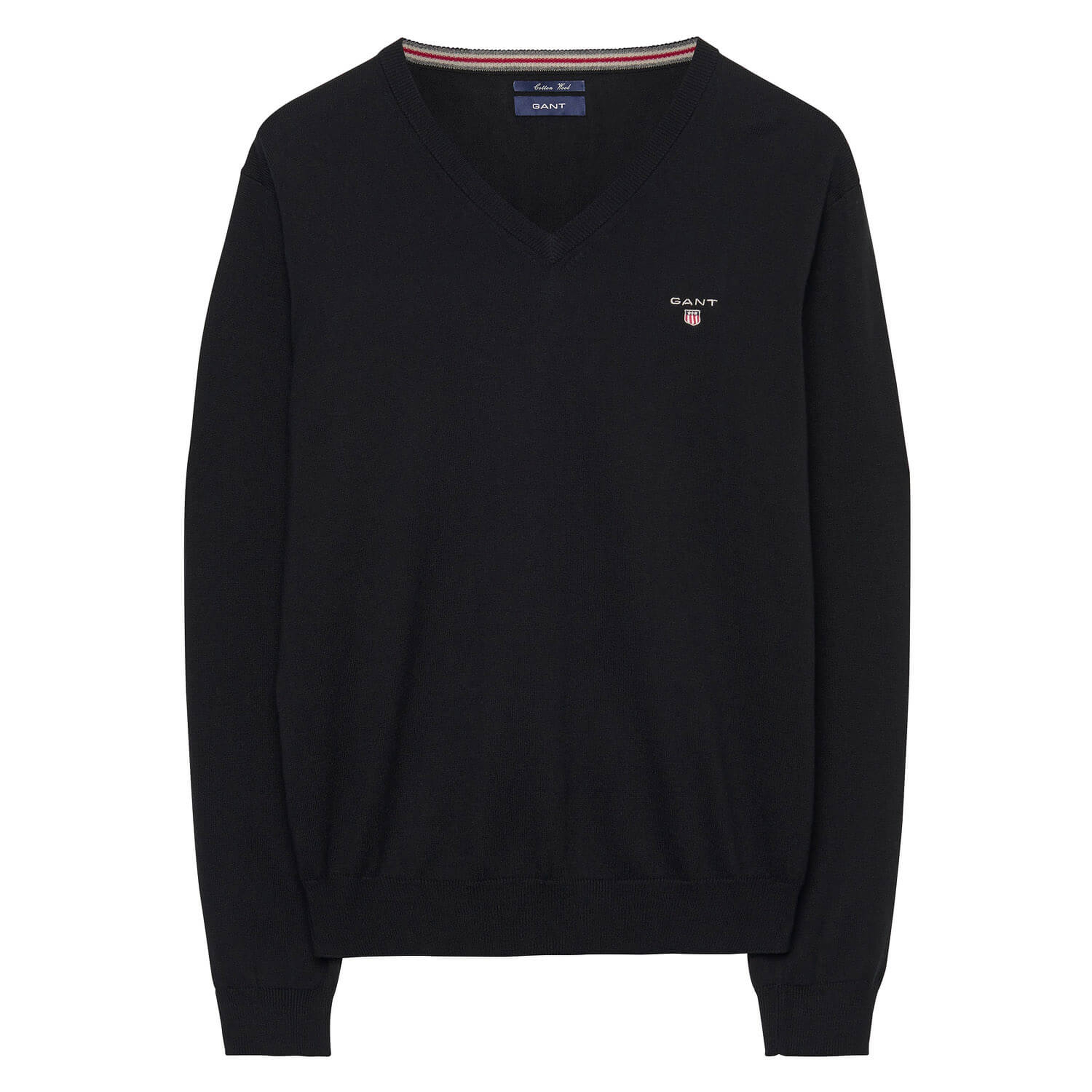 GANT Erkek Siyah Yünlü Regular Fit V Yaka Triko Kazak