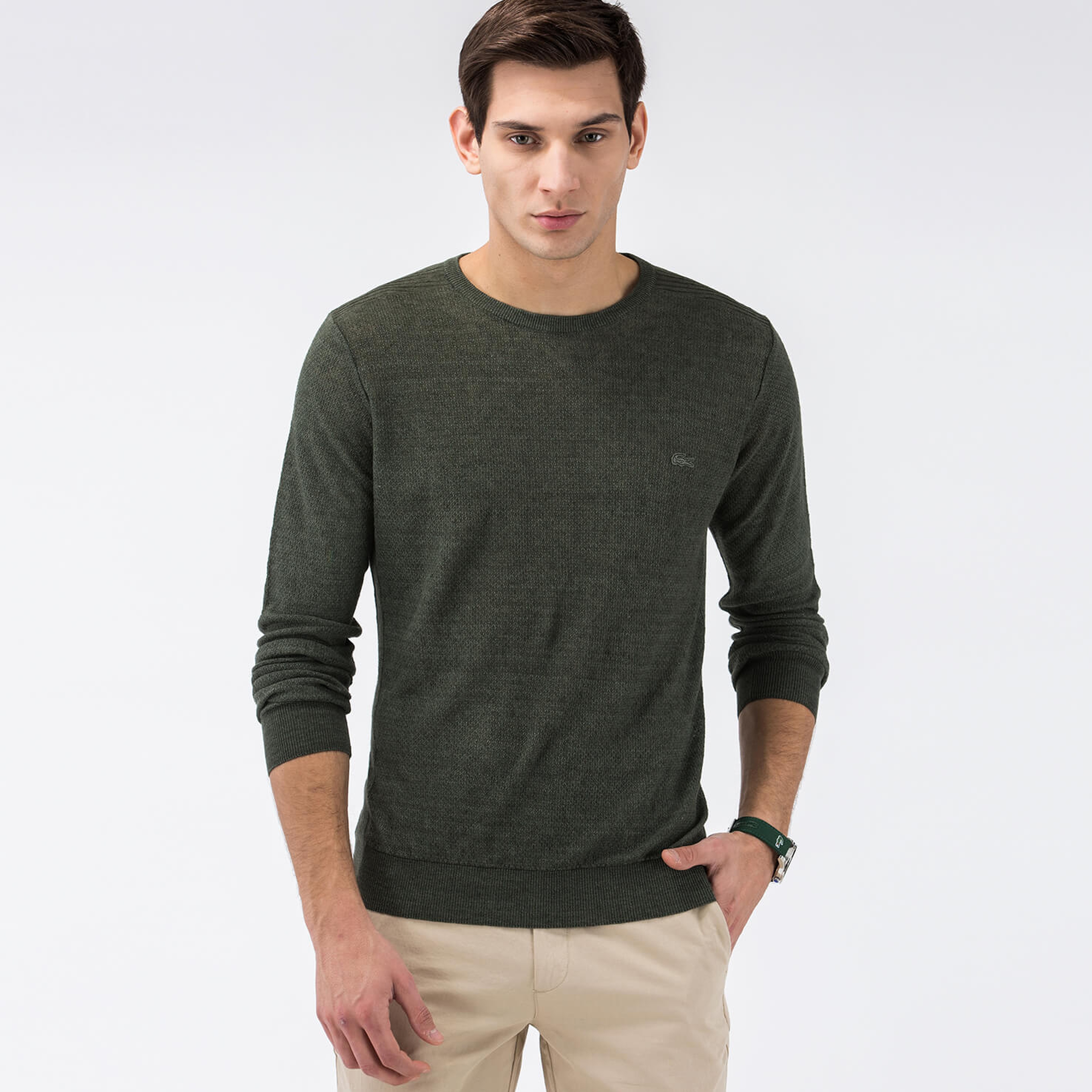 Lacoste Erkek Yeşil Regular Fit Triko