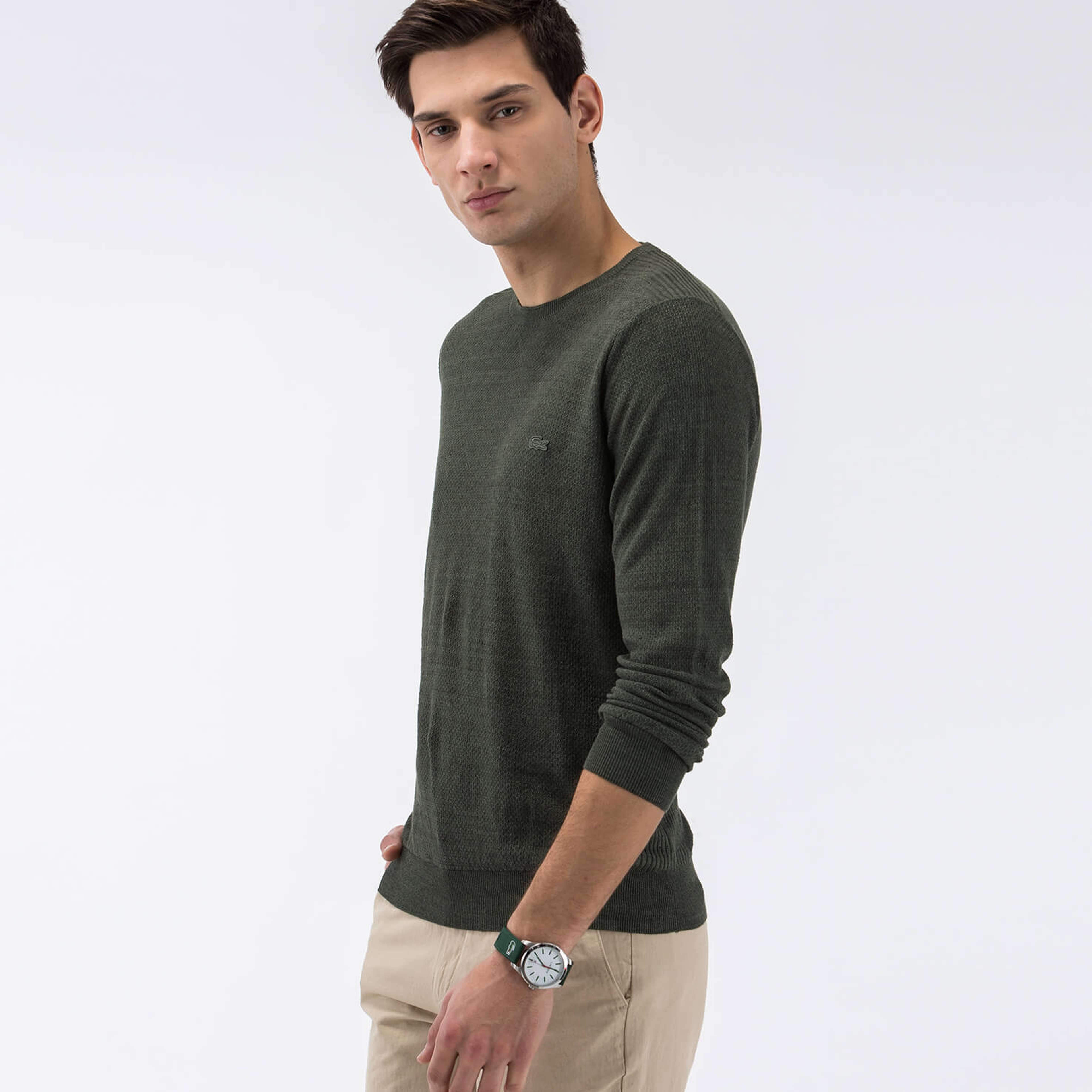 Lacoste Erkek Yeşil Regular Fit Triko