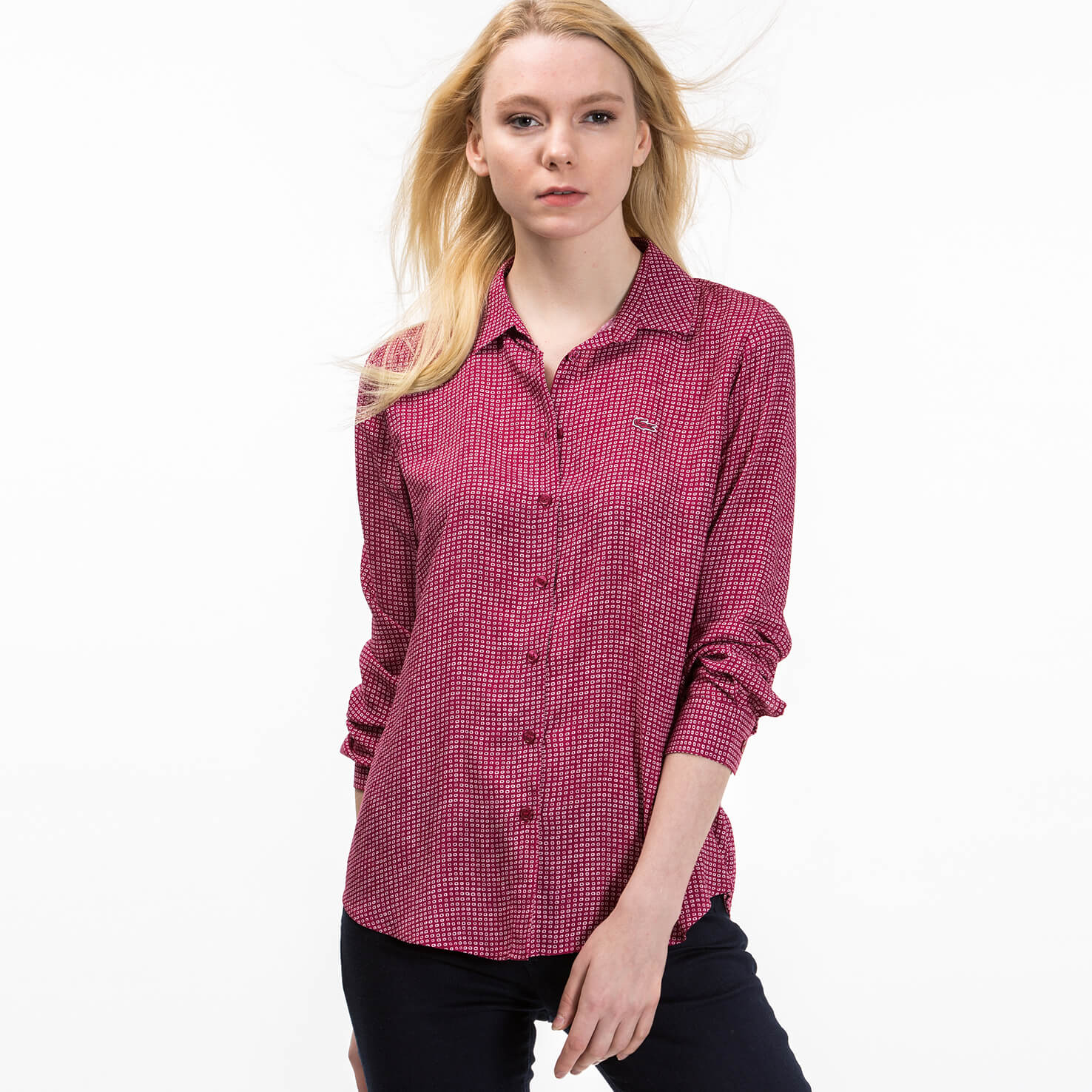 Lacoste Kadın Bordo Uzun Kollu Gömlek