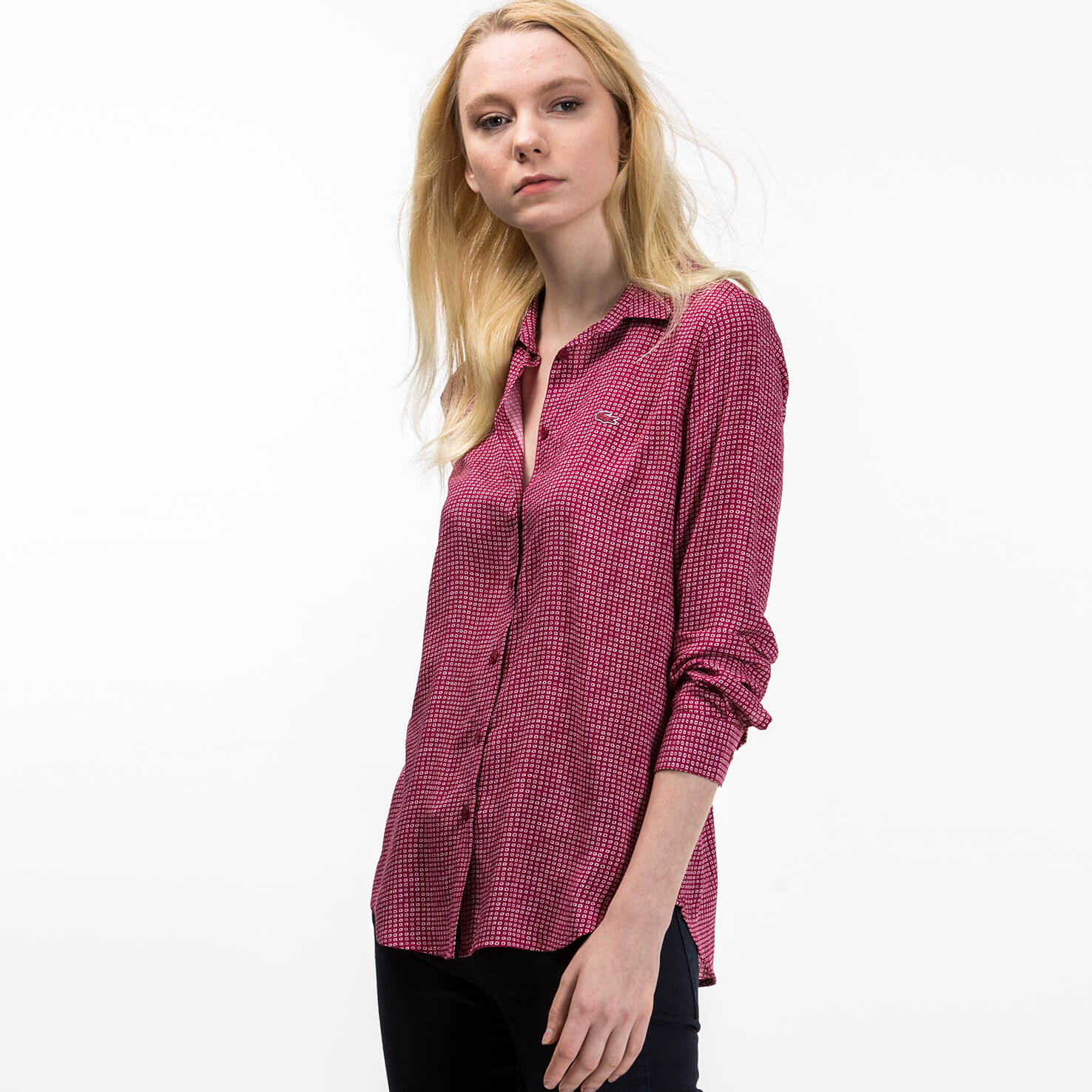 Lacoste Kadın Bordo Uzun Kollu Gömlek