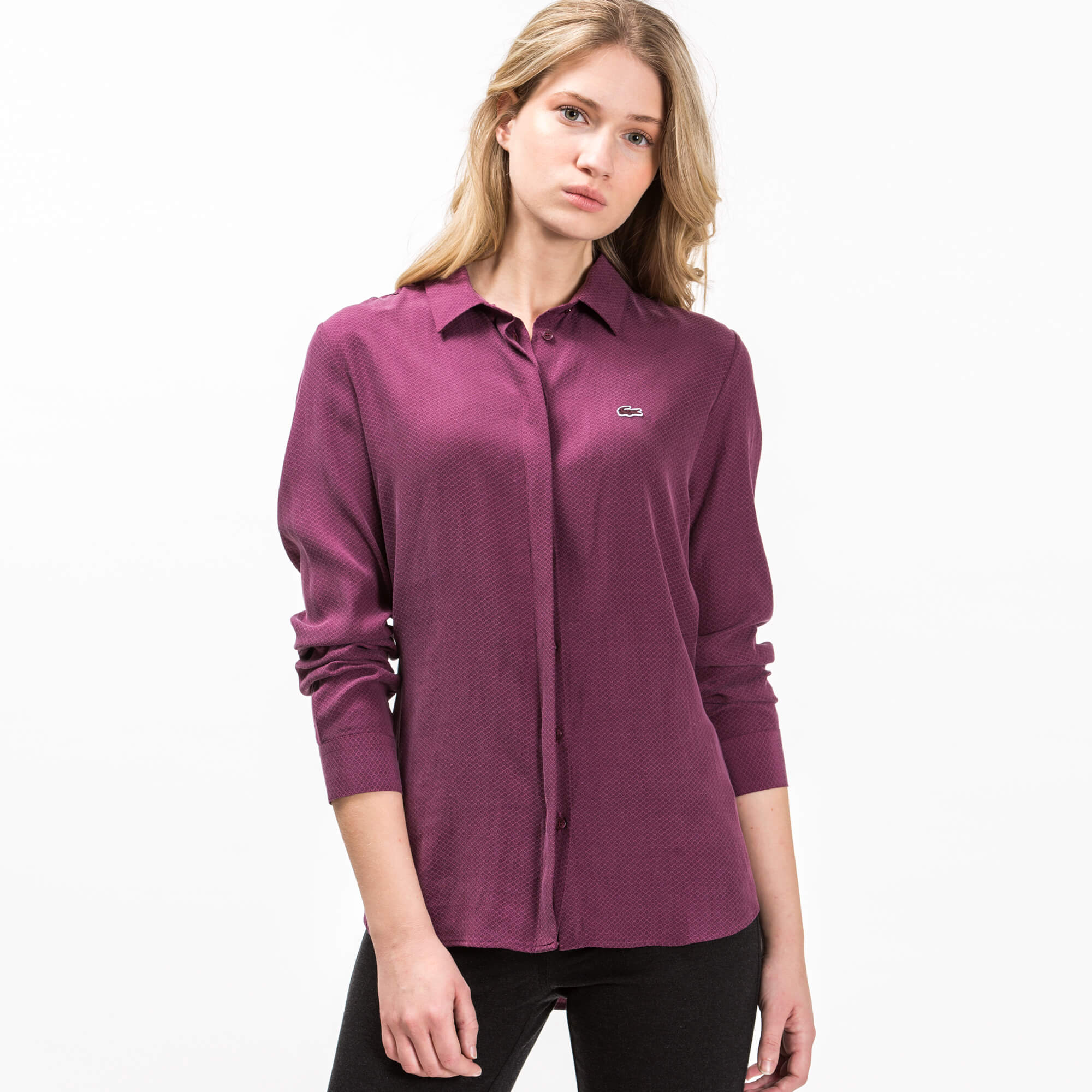 Lacoste Kadın Bordo Uzun Kollu Gömlek