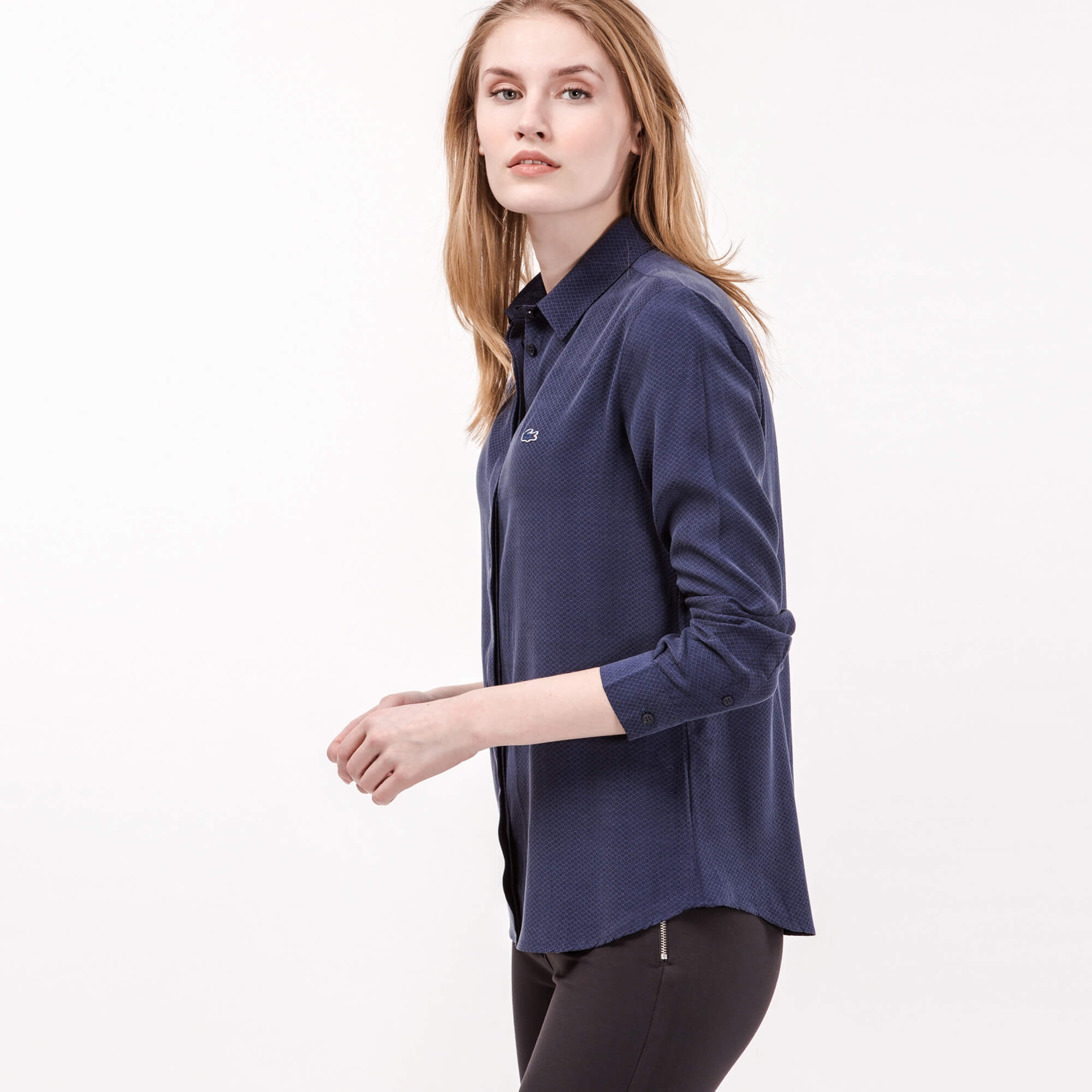 Lacoste Kadın Lacivert Uzun Kollu Gömlek