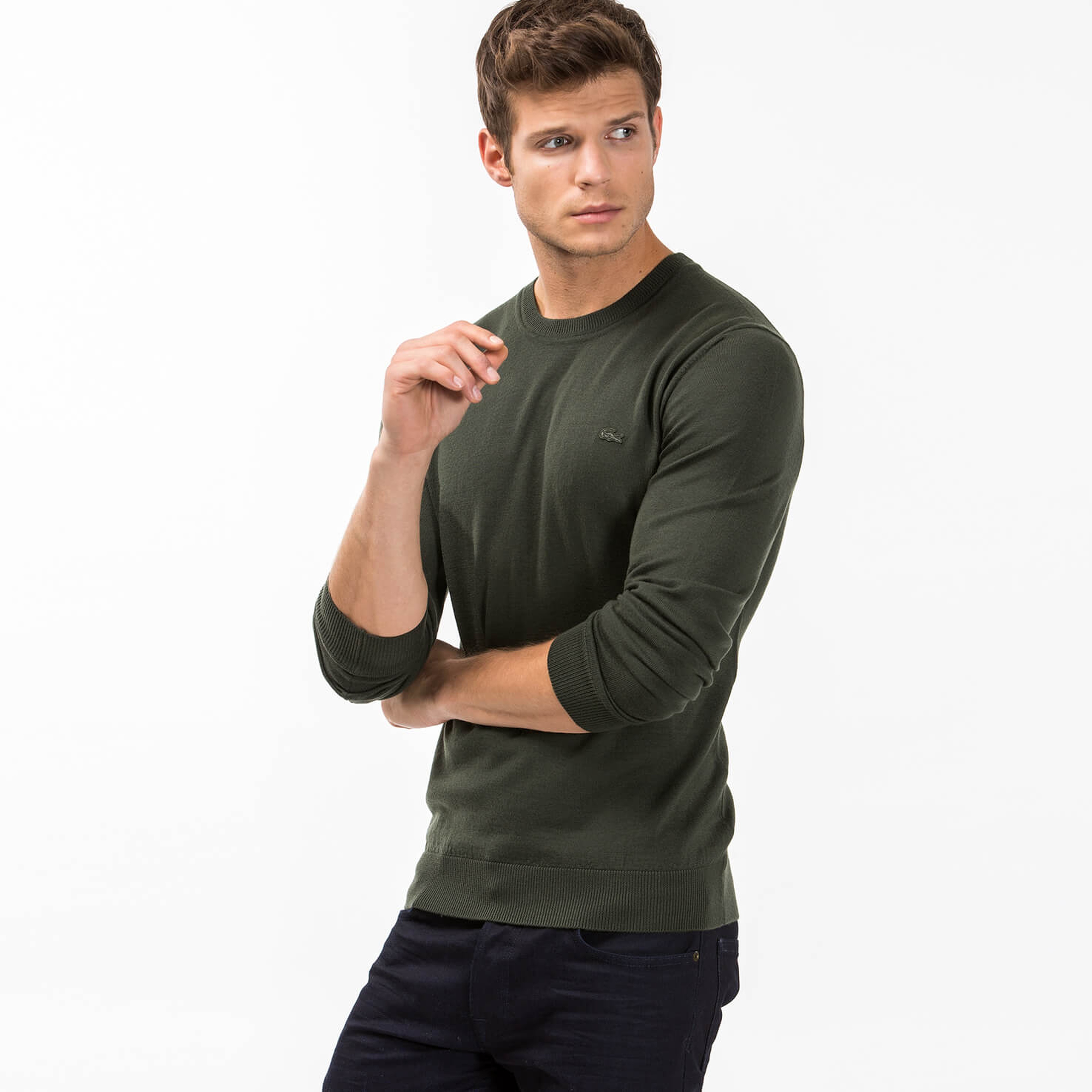 Lacoste Men's Crew Neck Wool Jersey Sweater