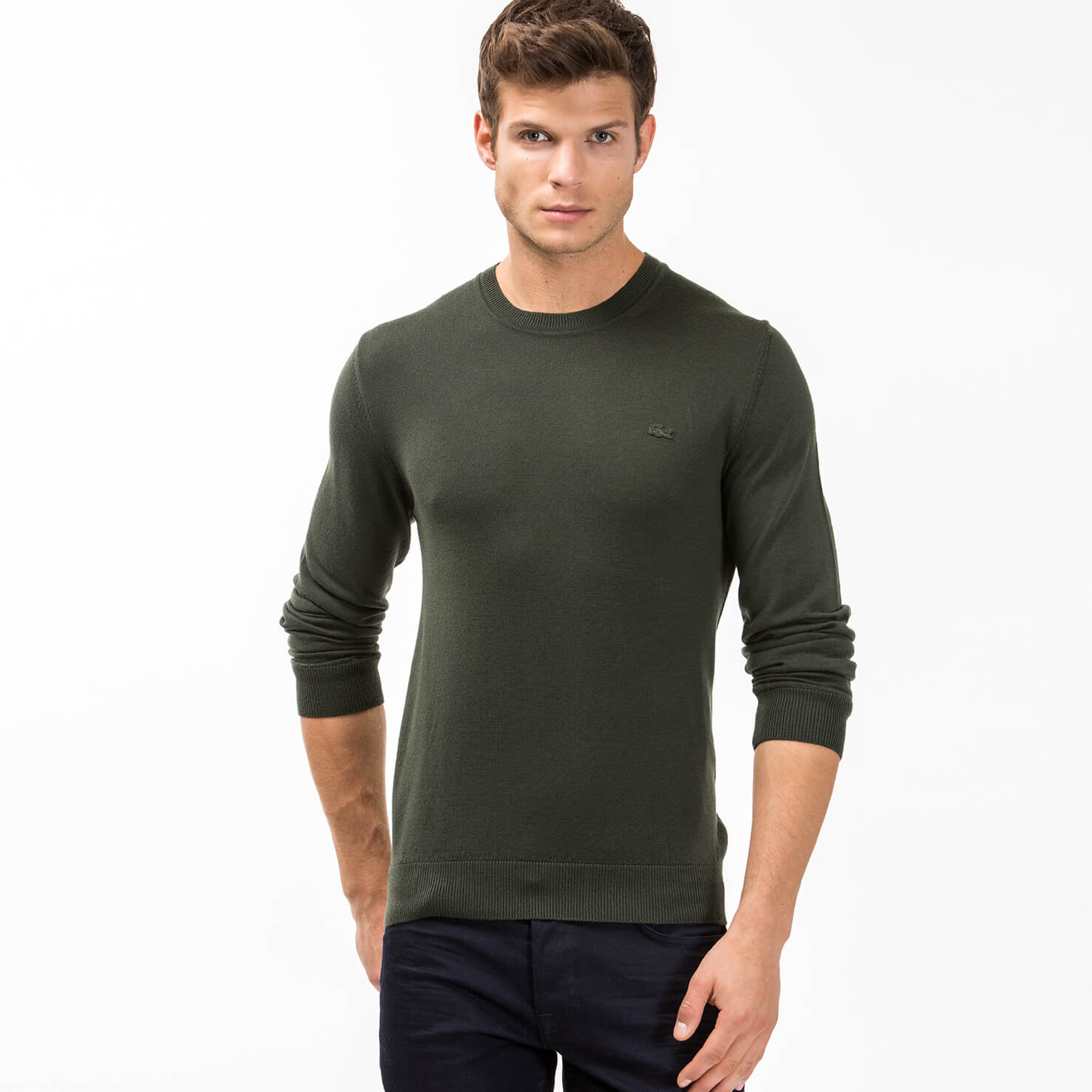 Lacoste Men's Crew Neck Wool Jersey Sweater
