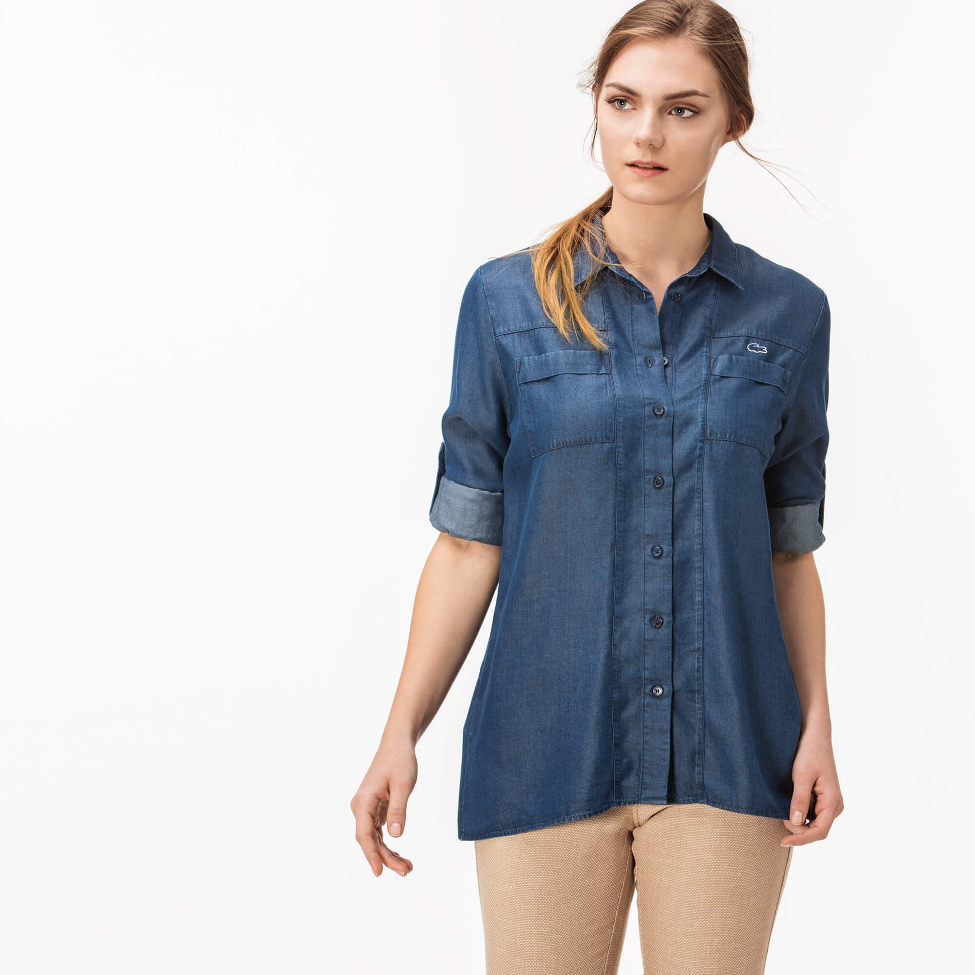 Lacoste Kadın Lacivert Uzun Kollu Gömlek