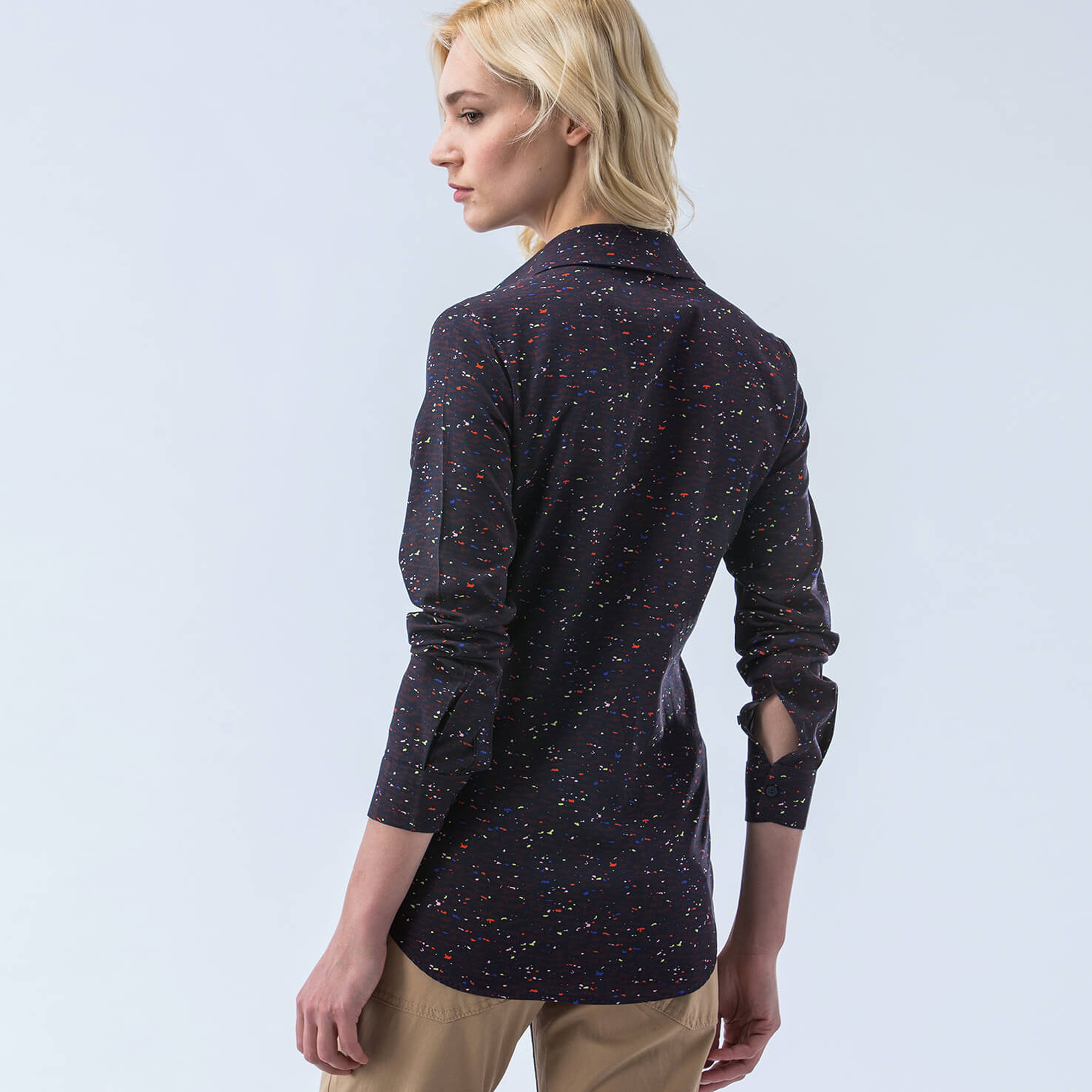 Lacoste Kadın Lacivert Slim Fit Uzun Kollu Gömlek