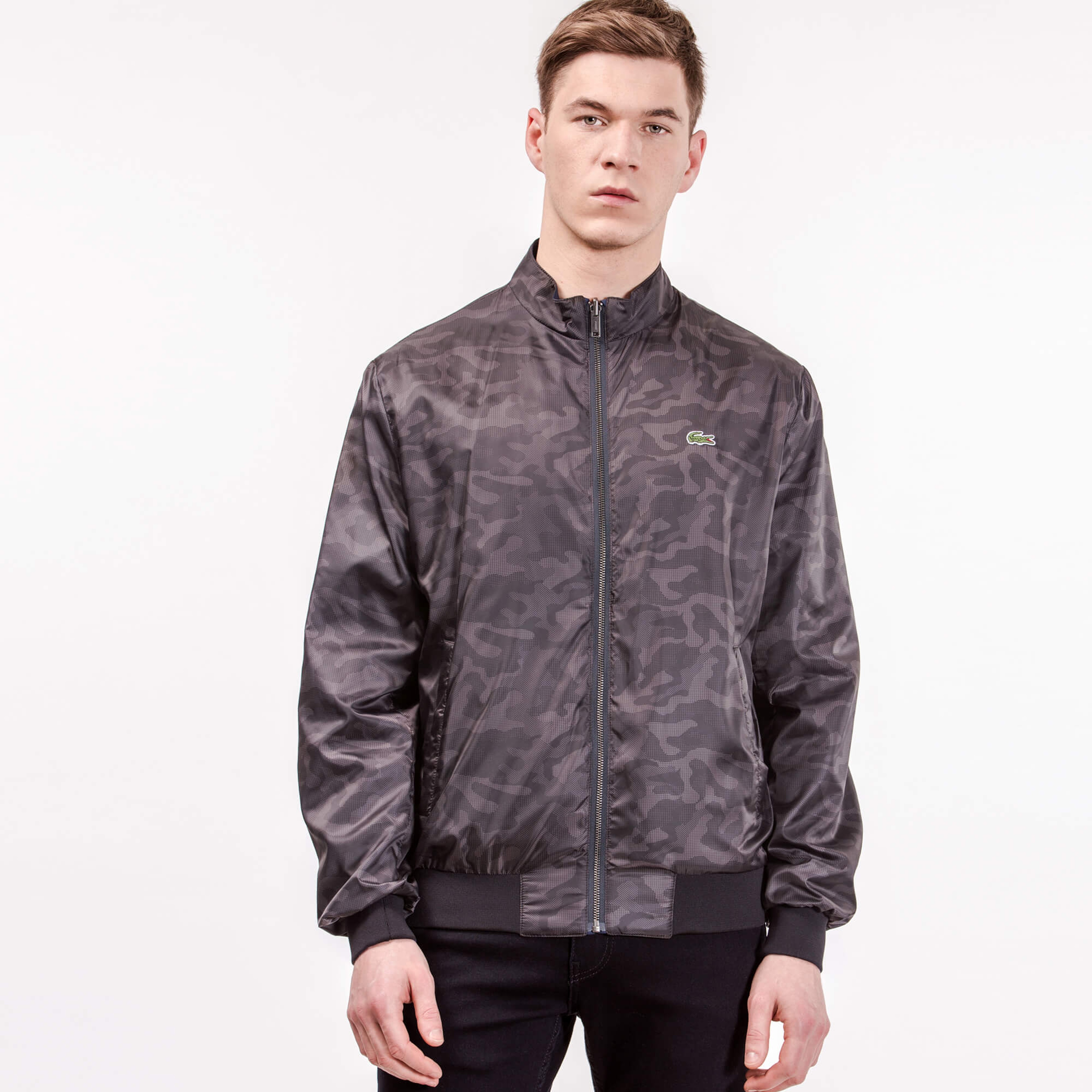 Lacoste Erkek Mavi-Kamuflaj Çift Taraflı Mont