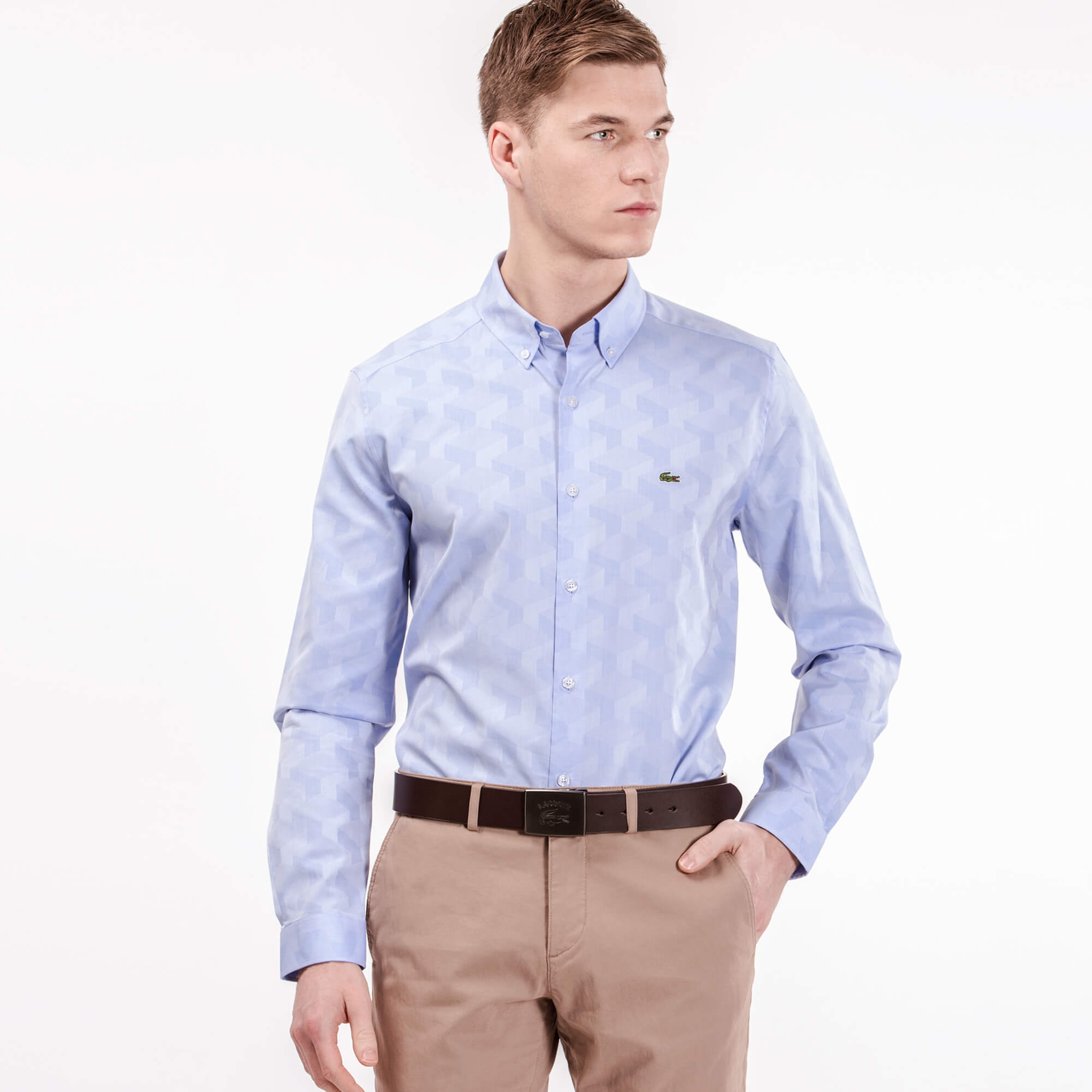 Lacoste Erkek Mavi Slim Fit Uzun Kollu Gömlek