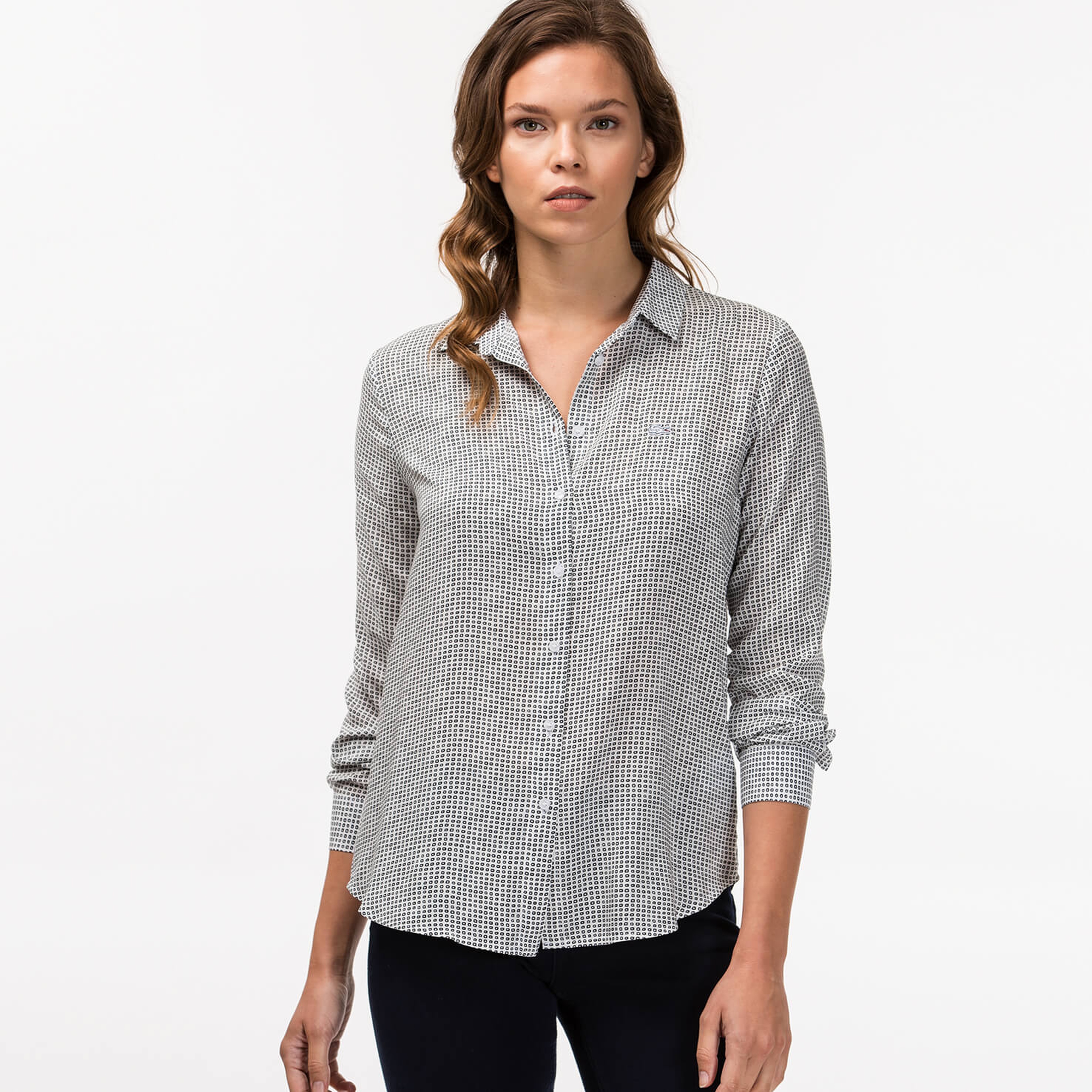 Lacoste Kadın Beyaz Uzun Kollu Gömlek