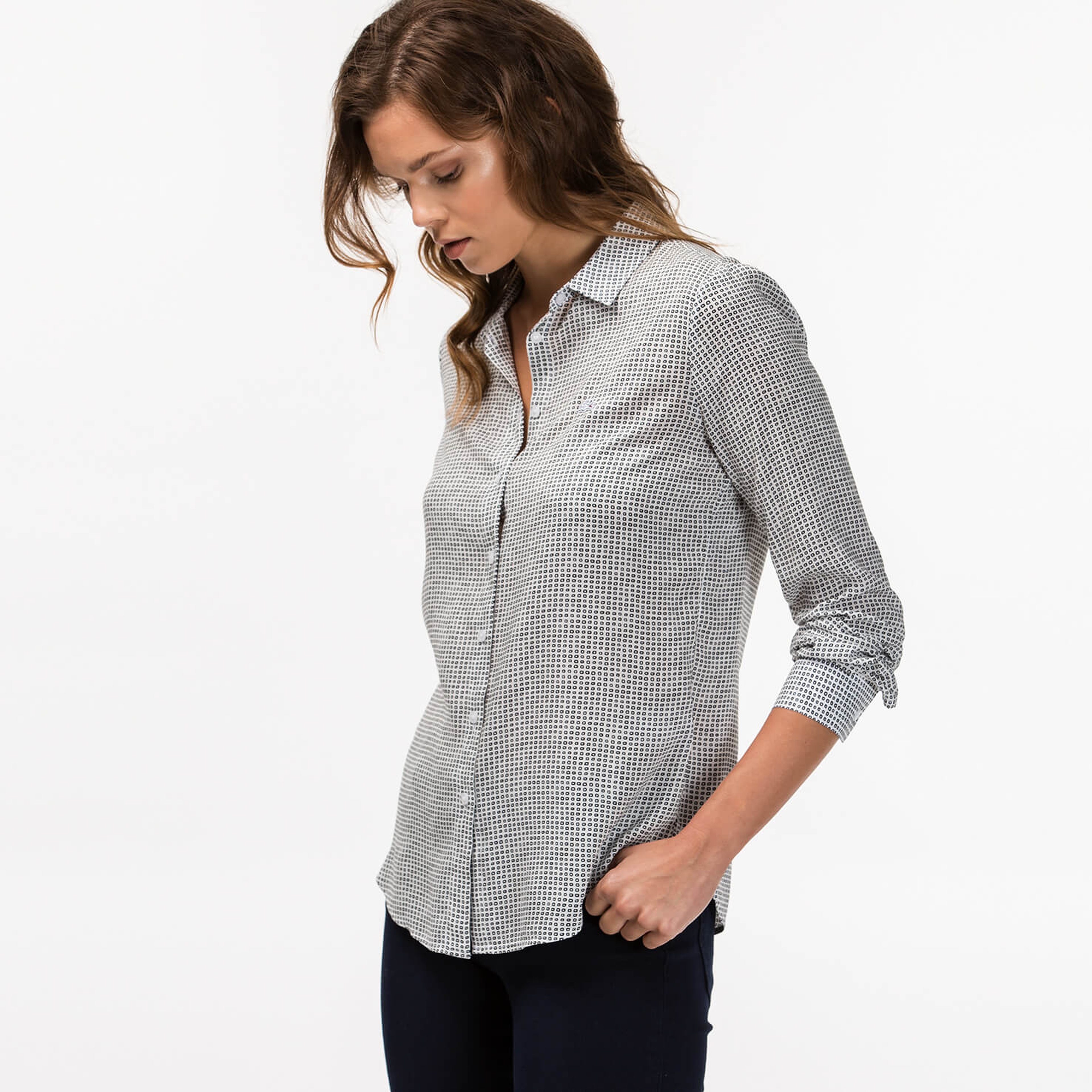 Lacoste Kadın Beyaz Uzun Kollu Gömlek