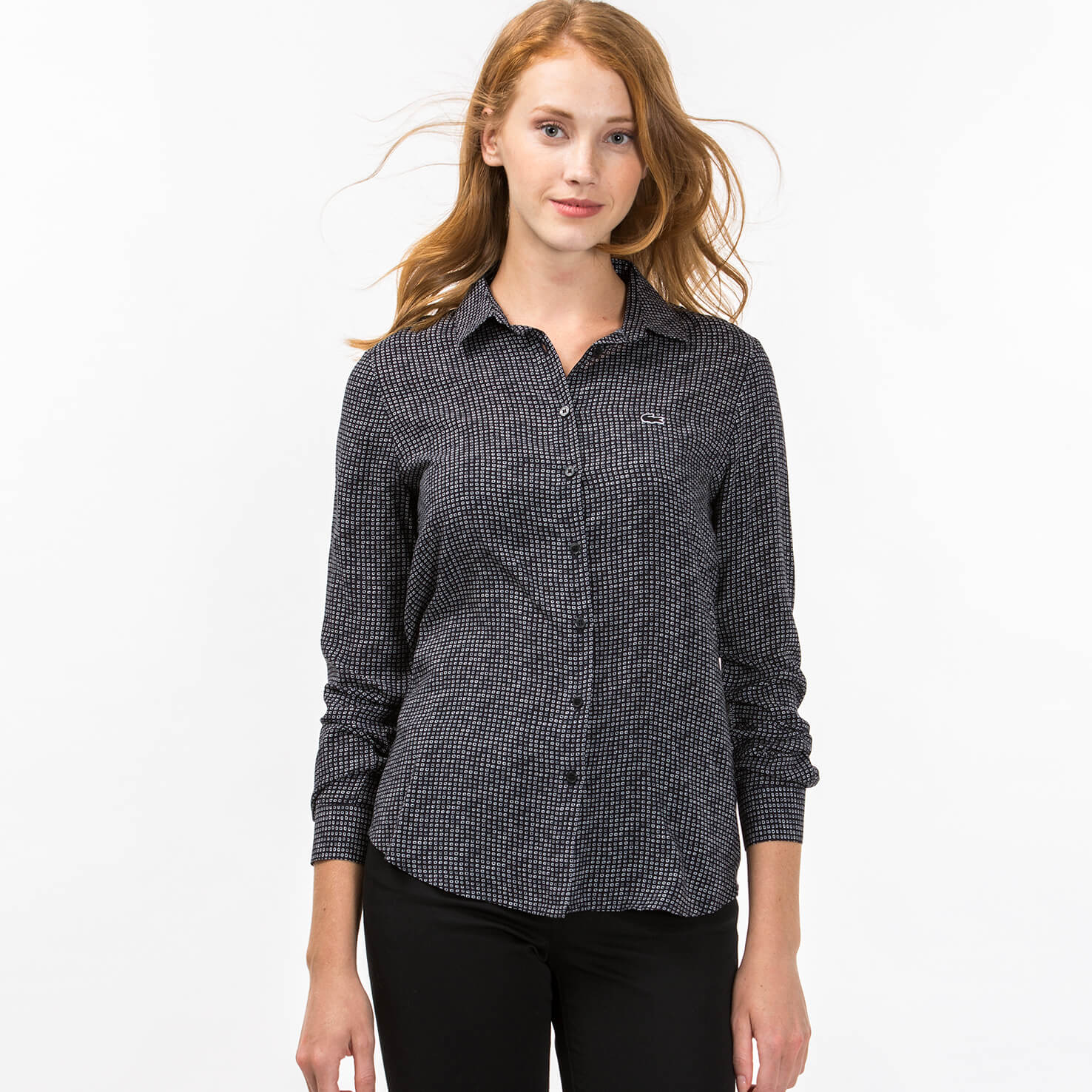 Lacoste Kadın Siyah Uzun Kollu Gömlek