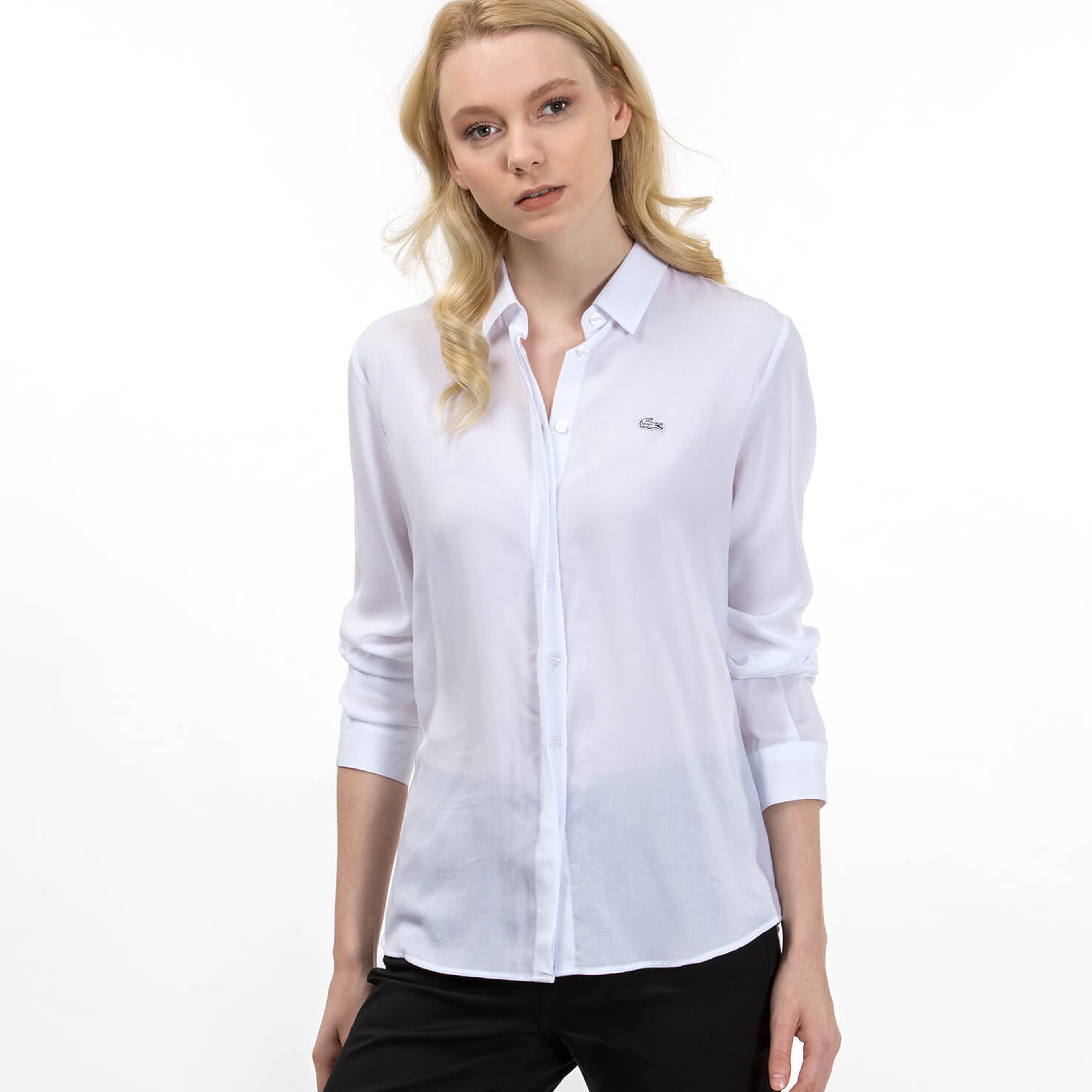 Lacoste Kadın Beyaz Uzun Kollu Gömlek