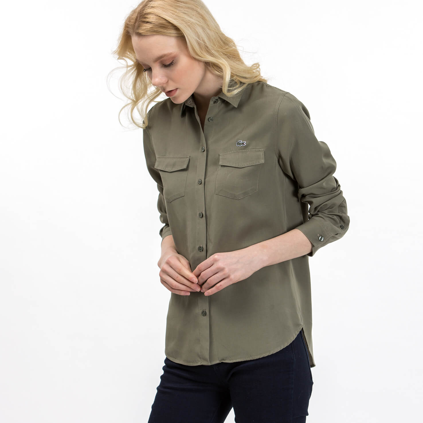 Lacoste Kadın Yeşil Uzun Kollu Gömlek