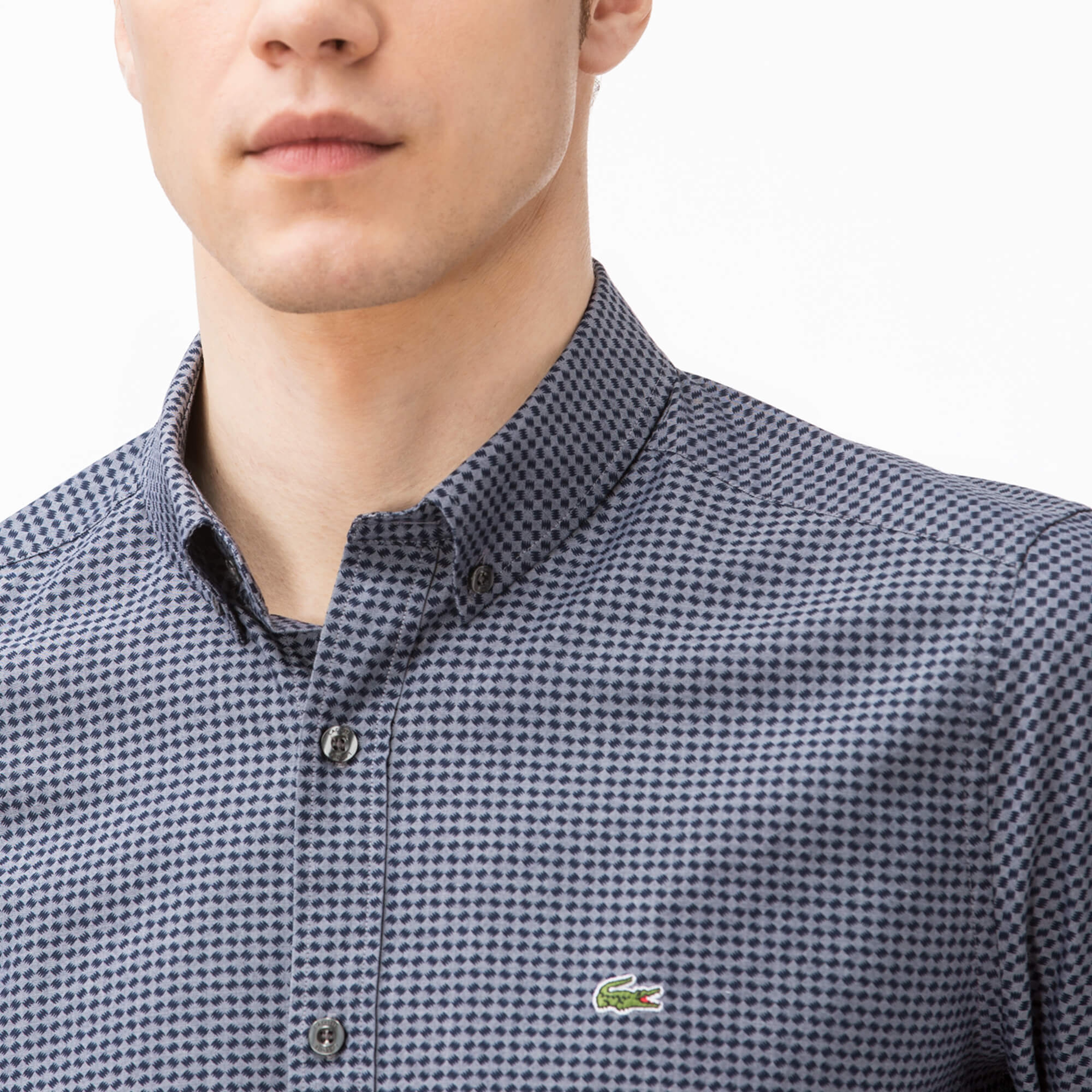 Lacoste Erkek Mavi Slim Fit Uzun Kollu Gömlek