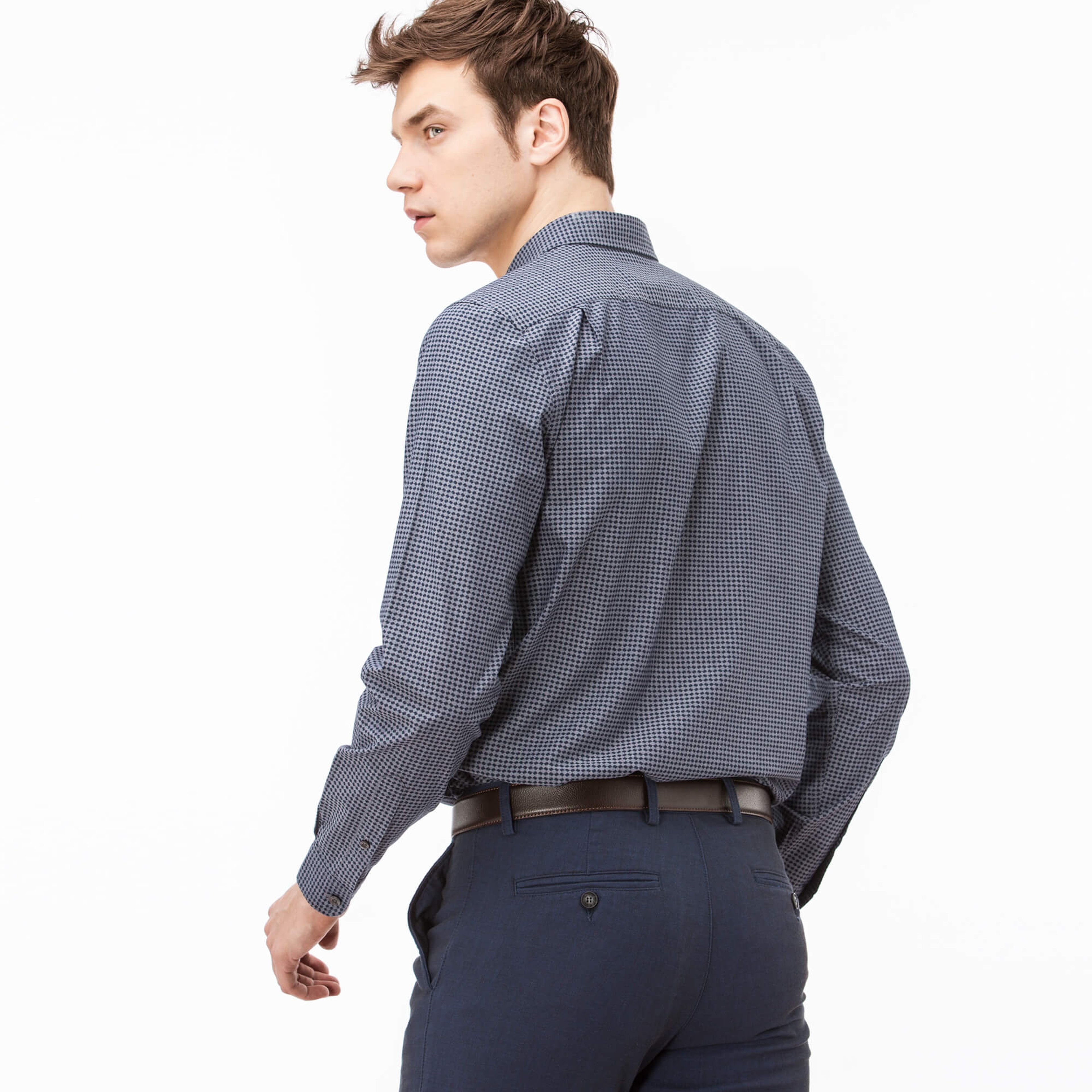 Lacoste Erkek Mavi Slim Fit Uzun Kollu Gömlek