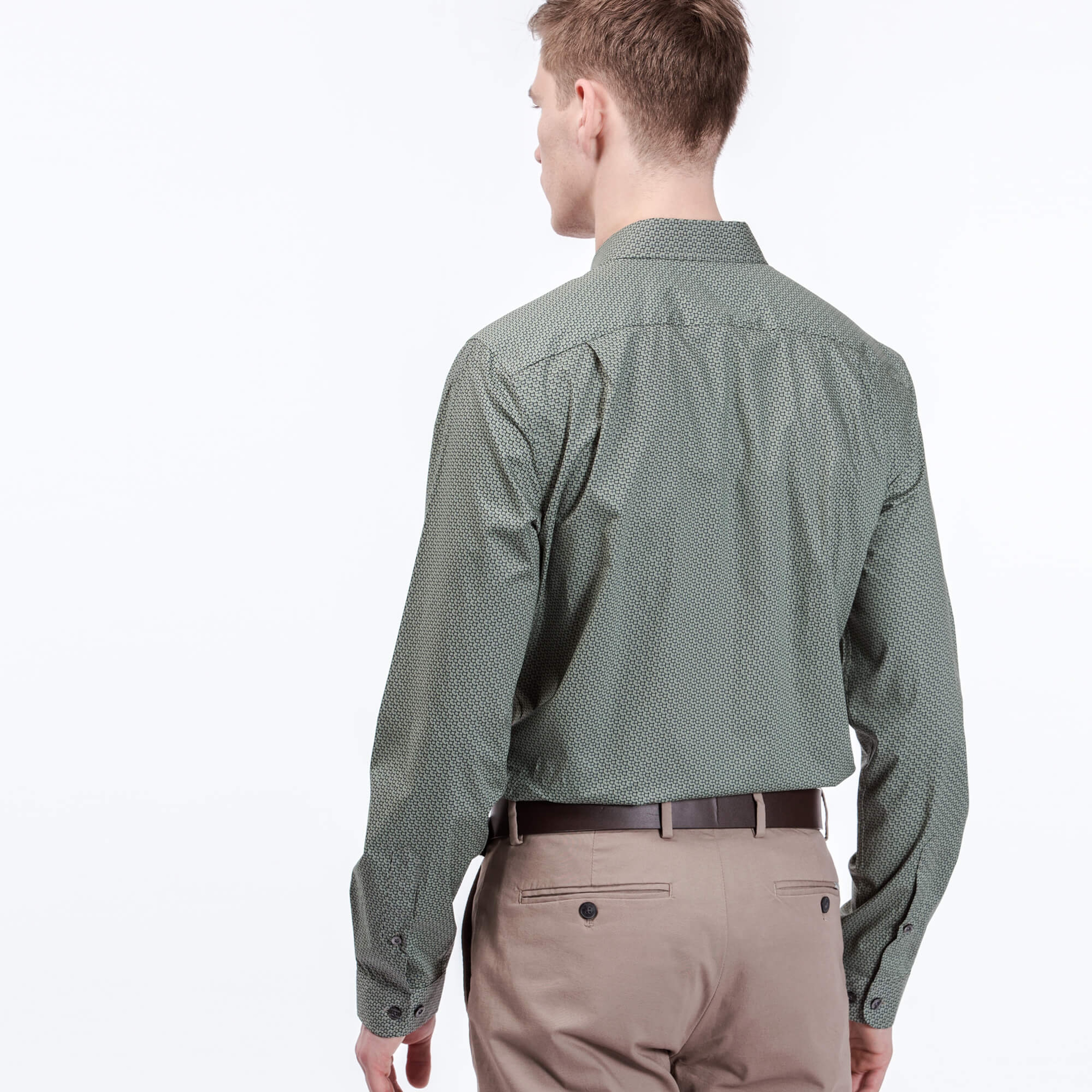 Lacoste Erkek Yeşil Slim Fit Uzun Kollu Gömlek