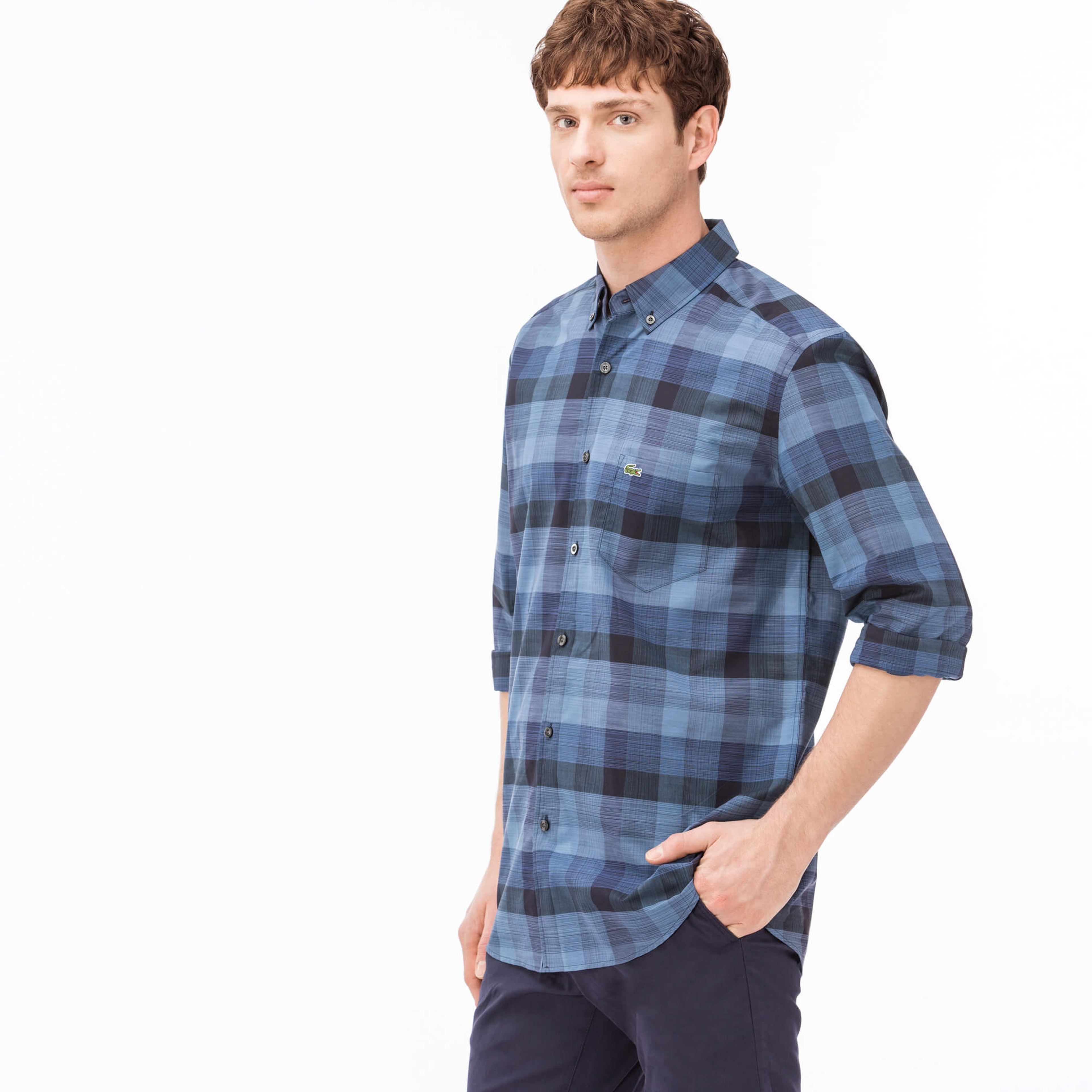 Lacoste Erkek Lacivert Regular Fit Uzun Kollu Gömlek