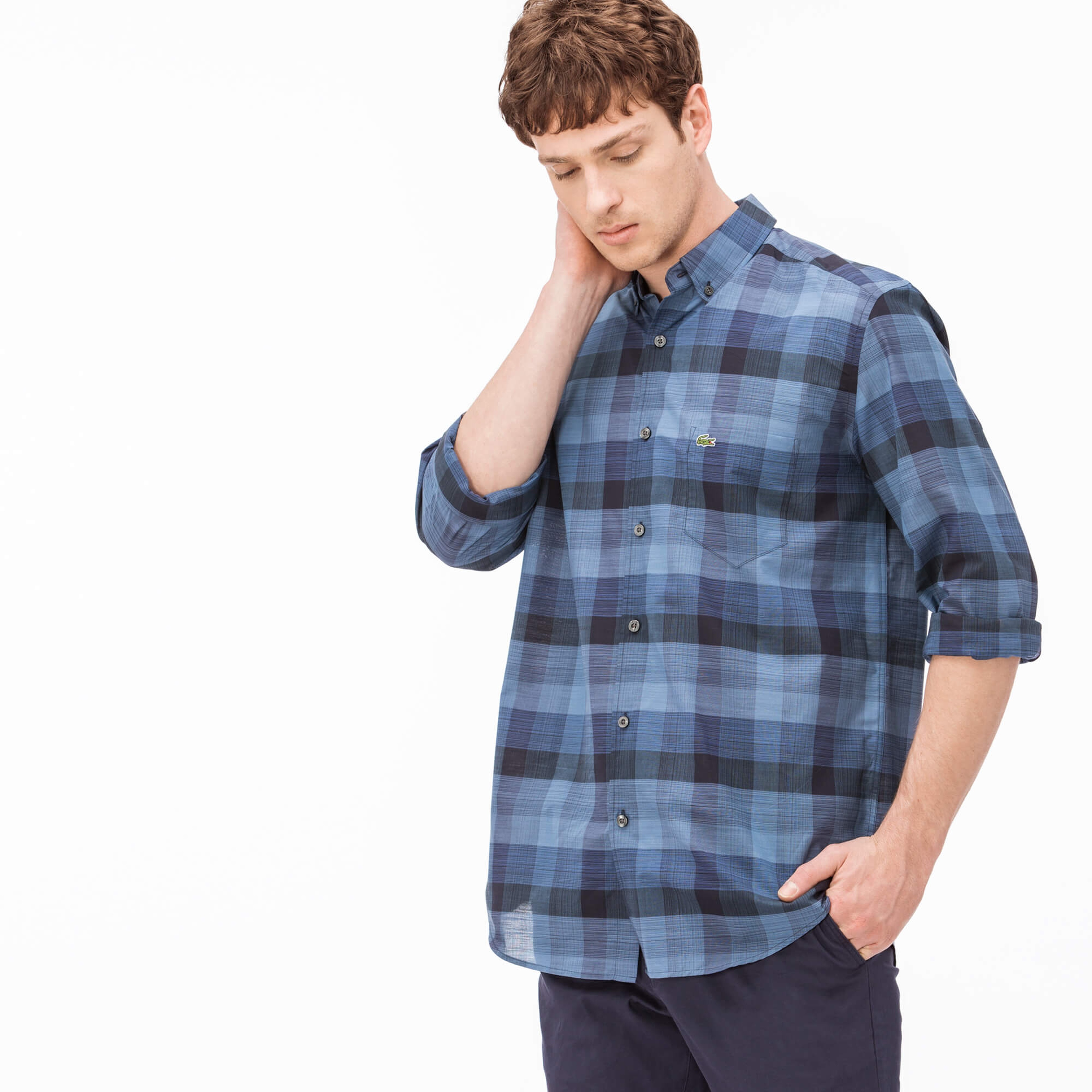 Lacoste Erkek Lacivert Regular Fit Uzun Kollu Gömlek