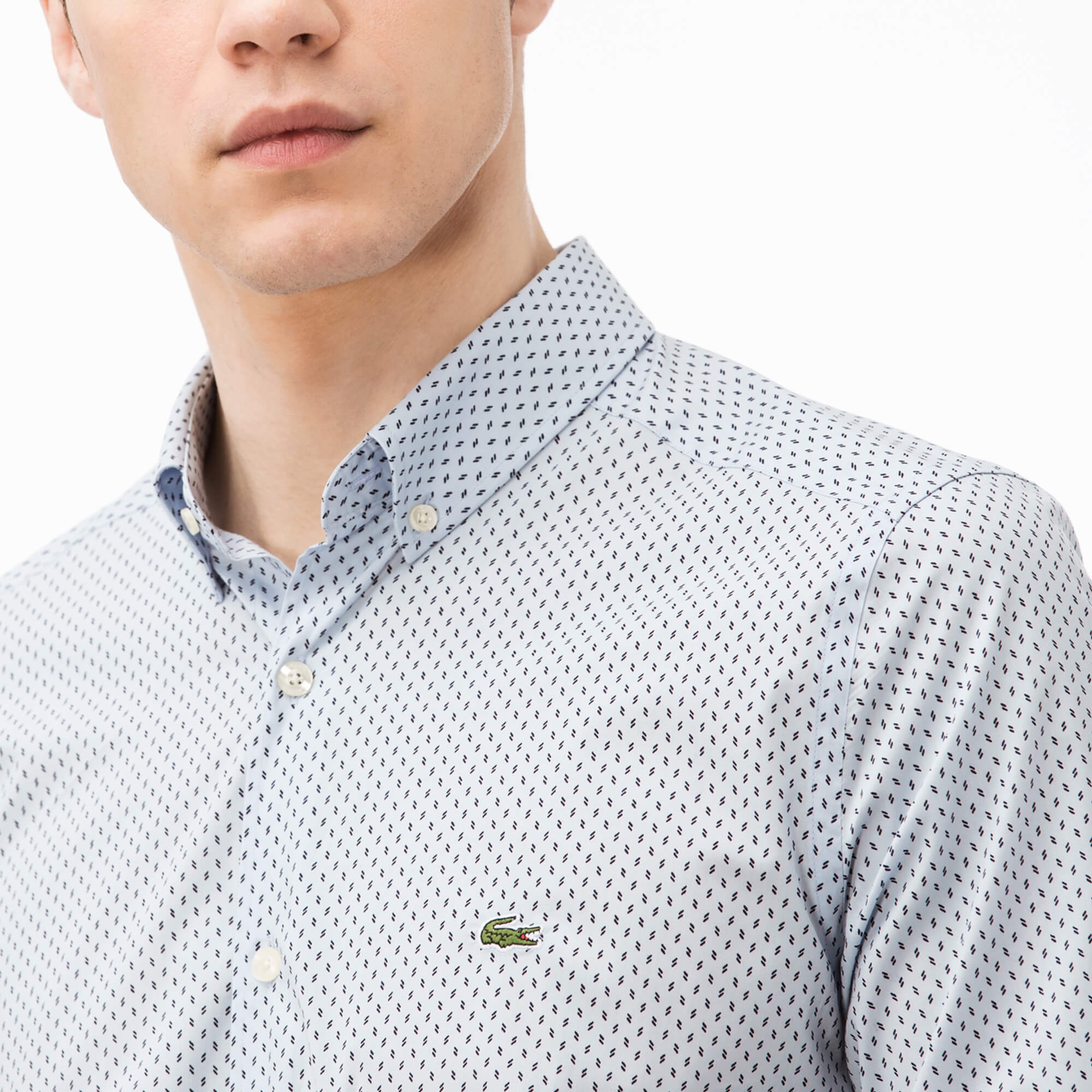 Lacoste Erkek Mavi Slim Fit Uzun Kollu Gömlek