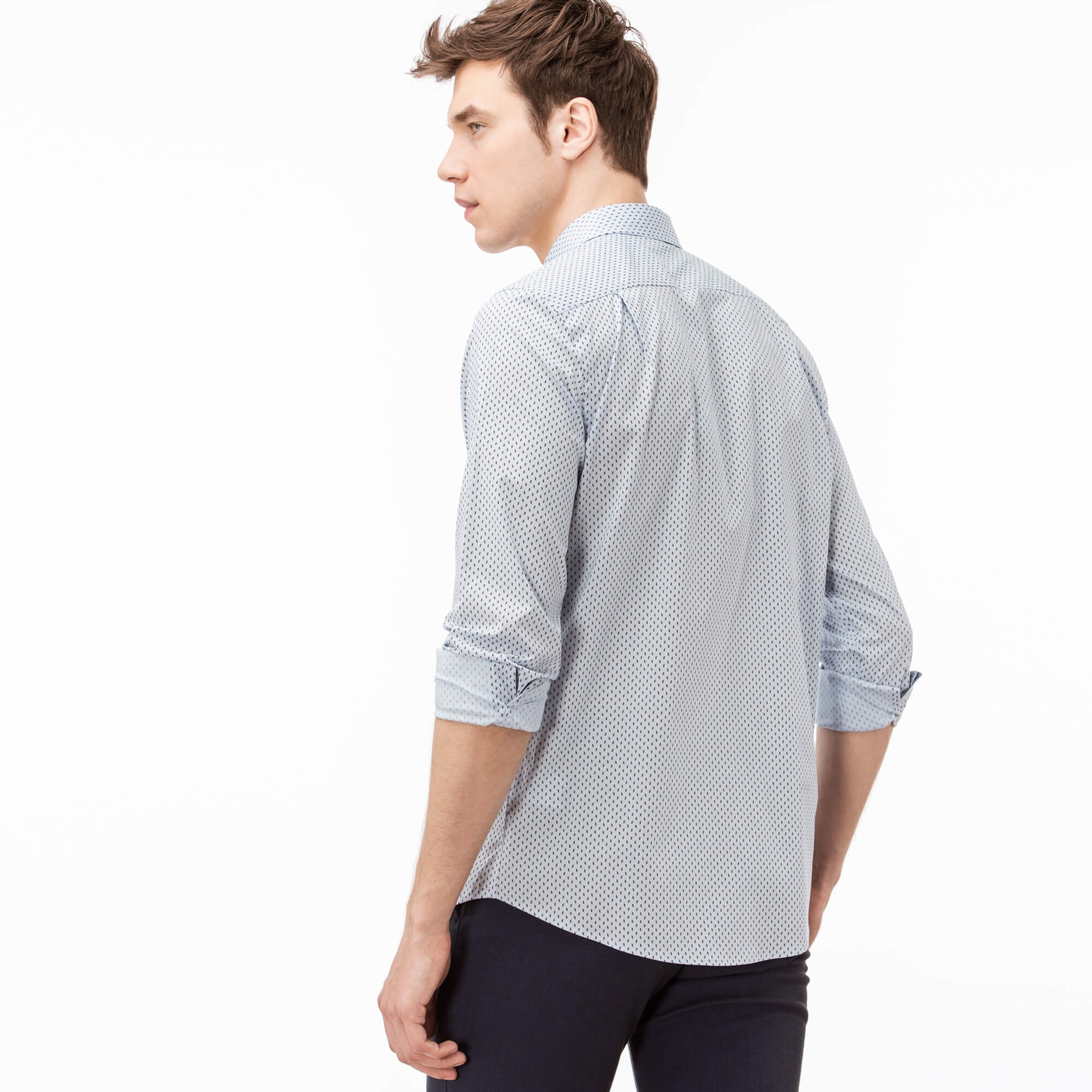 Lacoste Erkek Mavi Slim Fit Uzun Kollu Gömlek