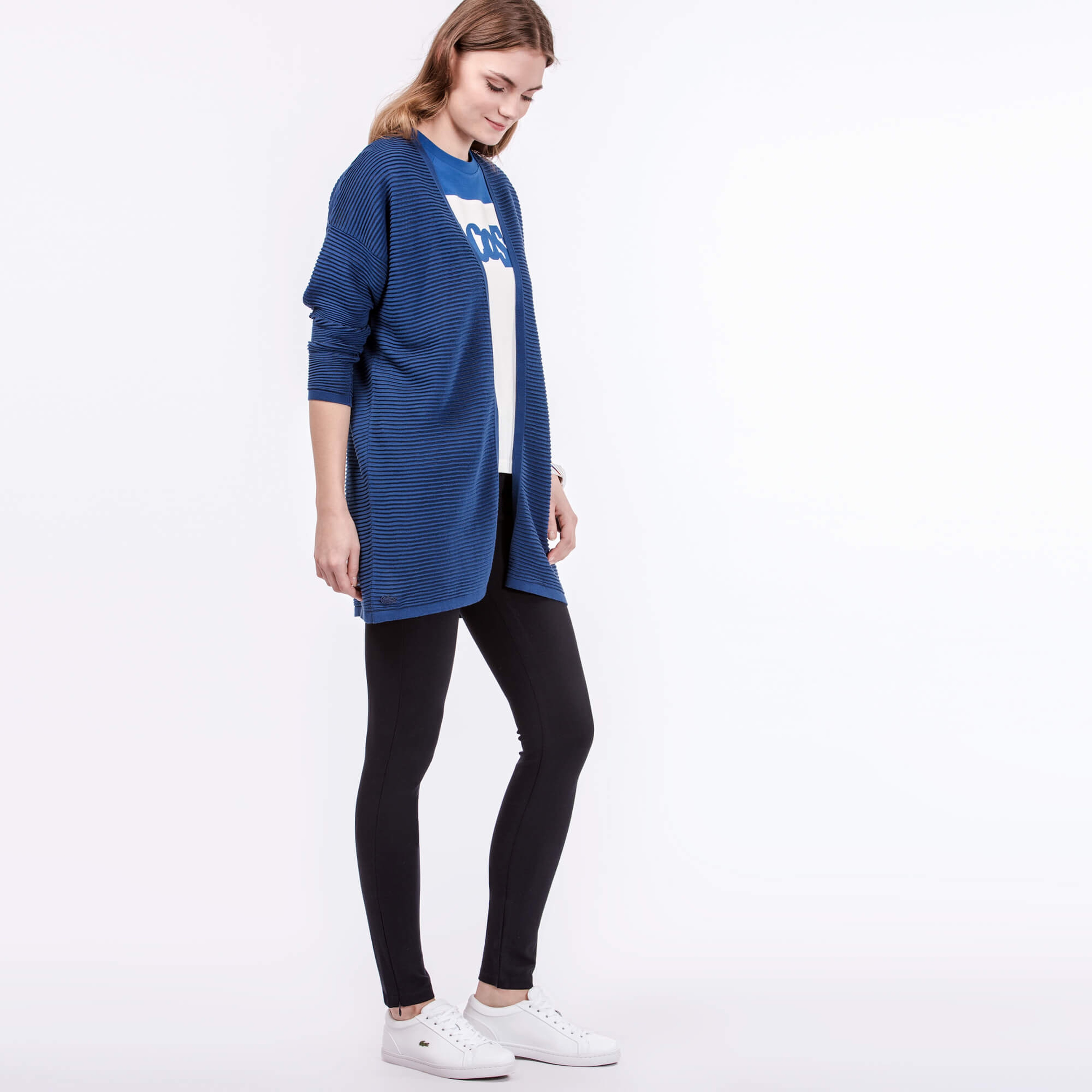 Lacoste Kadın Mavi Triko Hırka