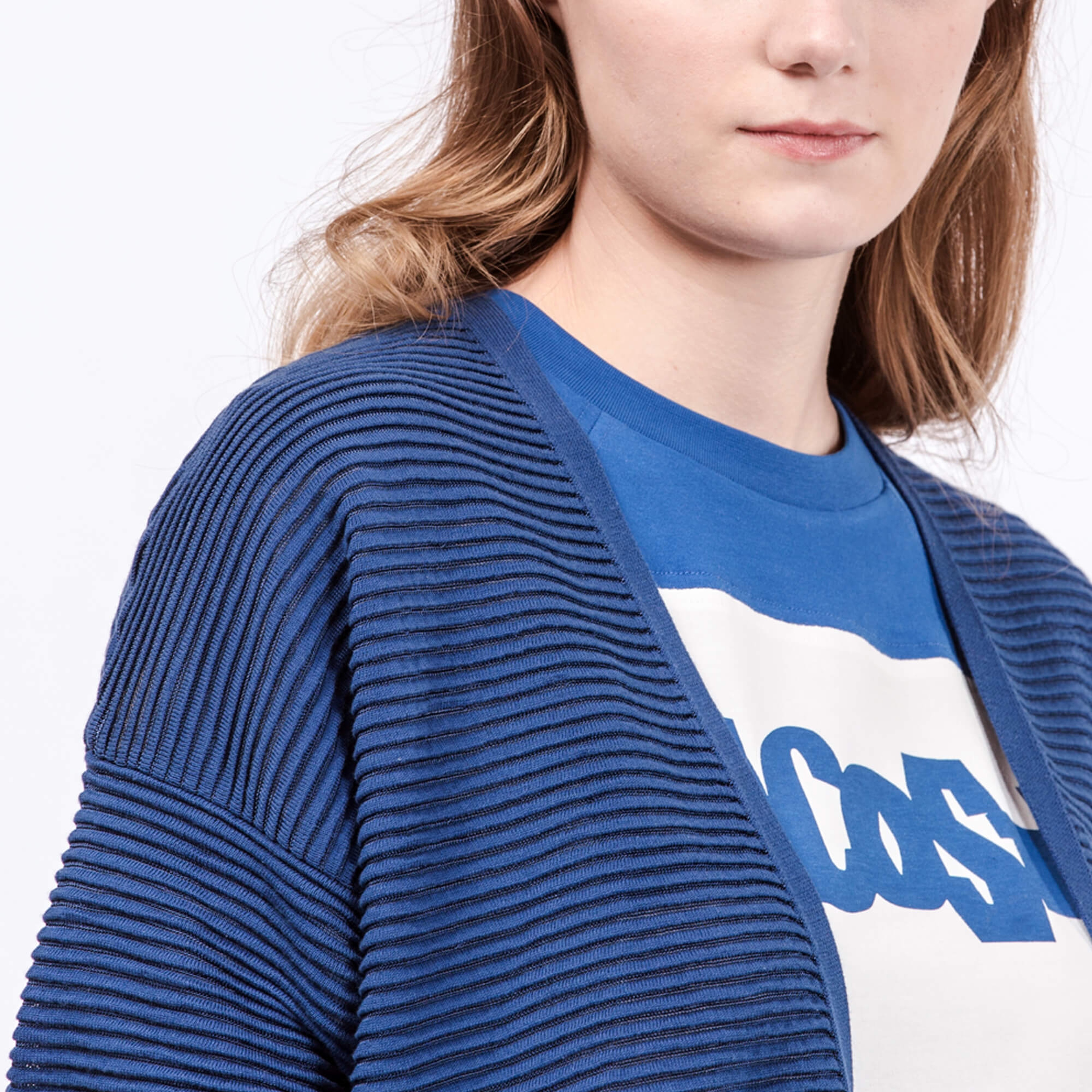 Lacoste Kadın Mavi Triko Hırka