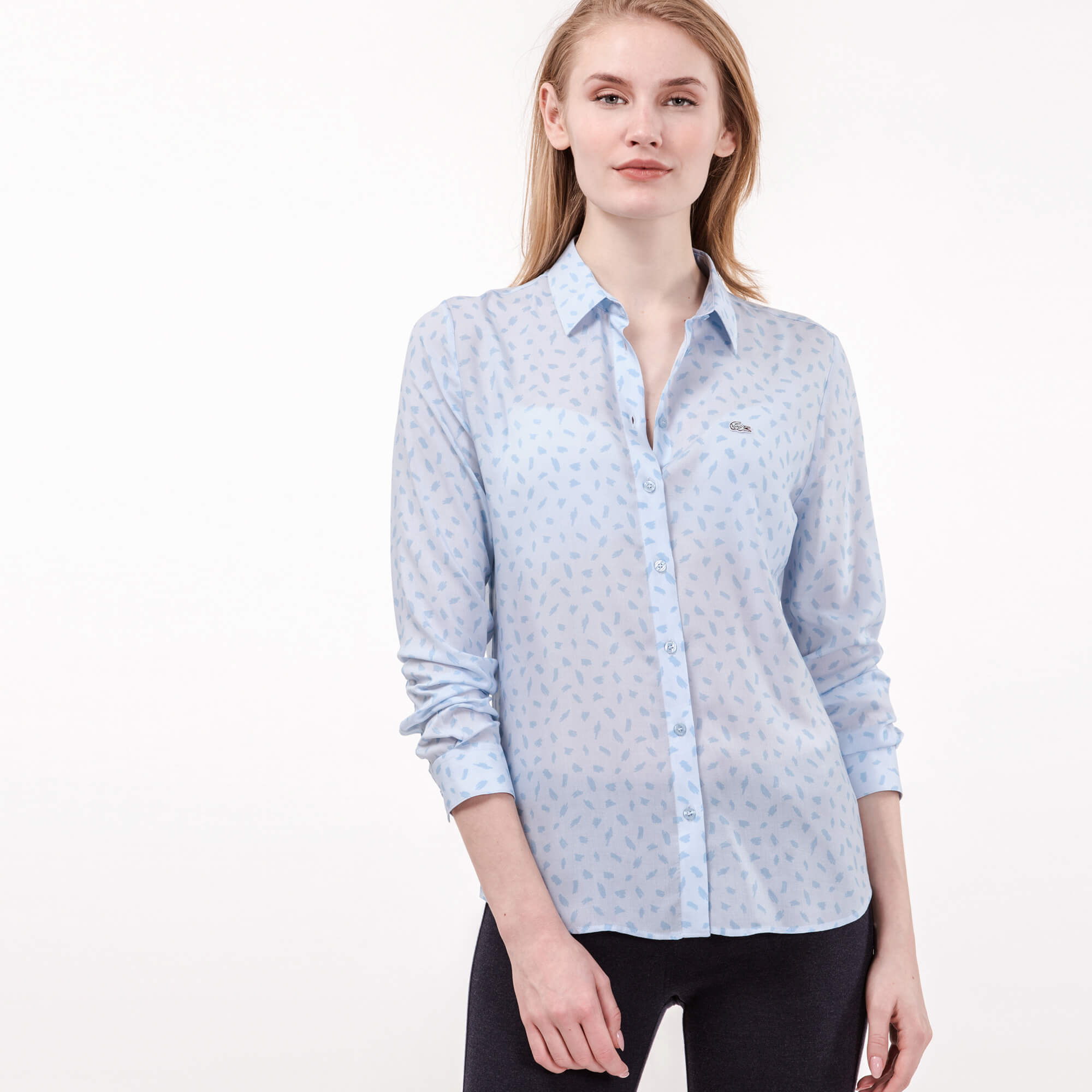 Lacoste Kadın Mavi Uzun Kollu Gömlek