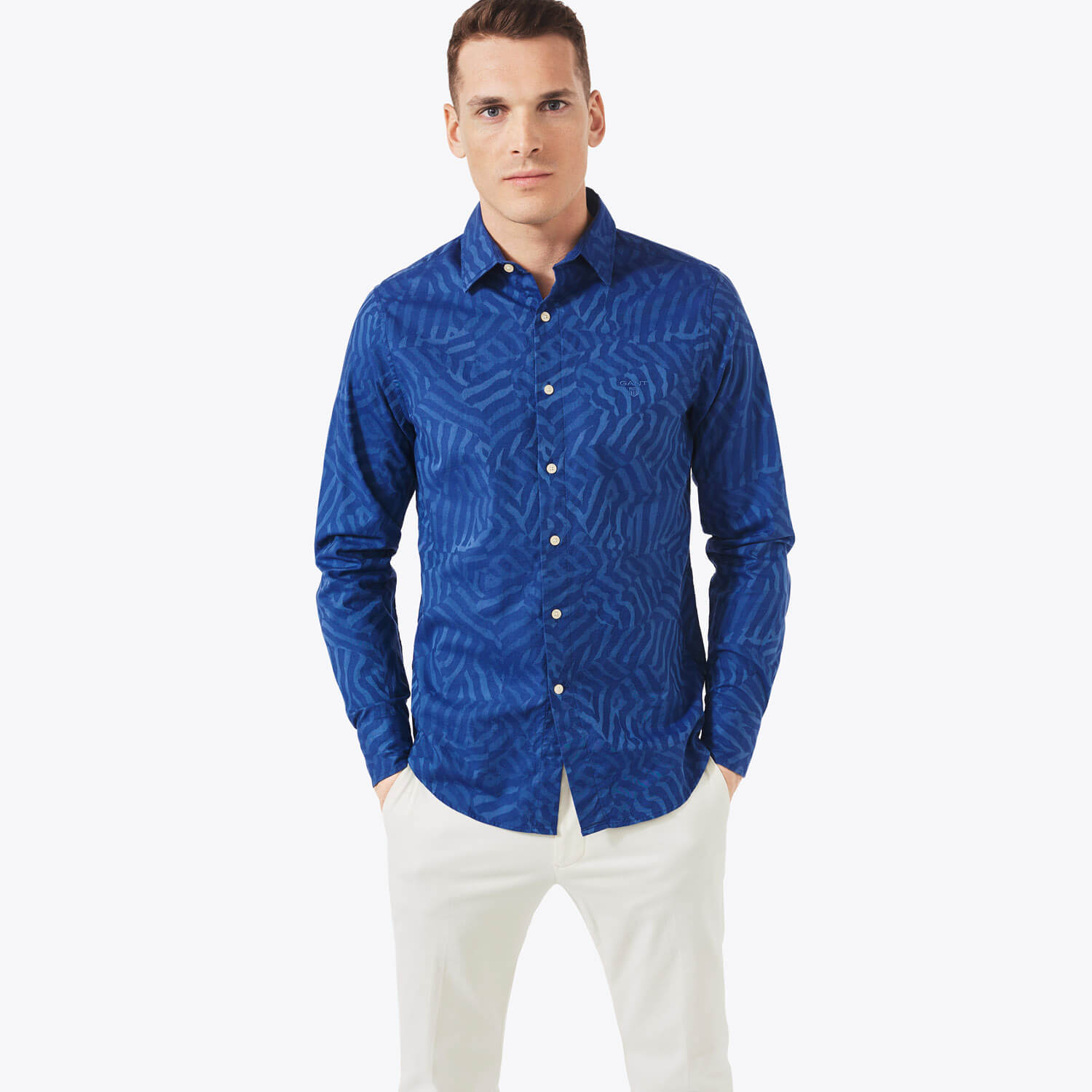 Gant Erkek Lacivert Uzun Kollu Slim Fit Gömlek