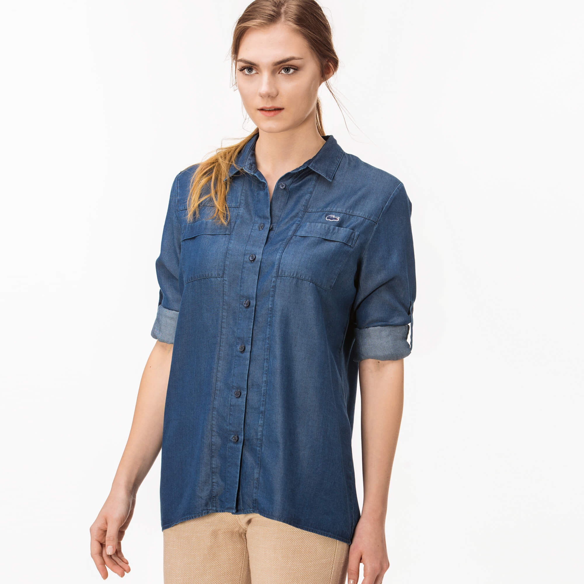 Lacoste Kadın Lacivert Uzun Kollu Gömlek