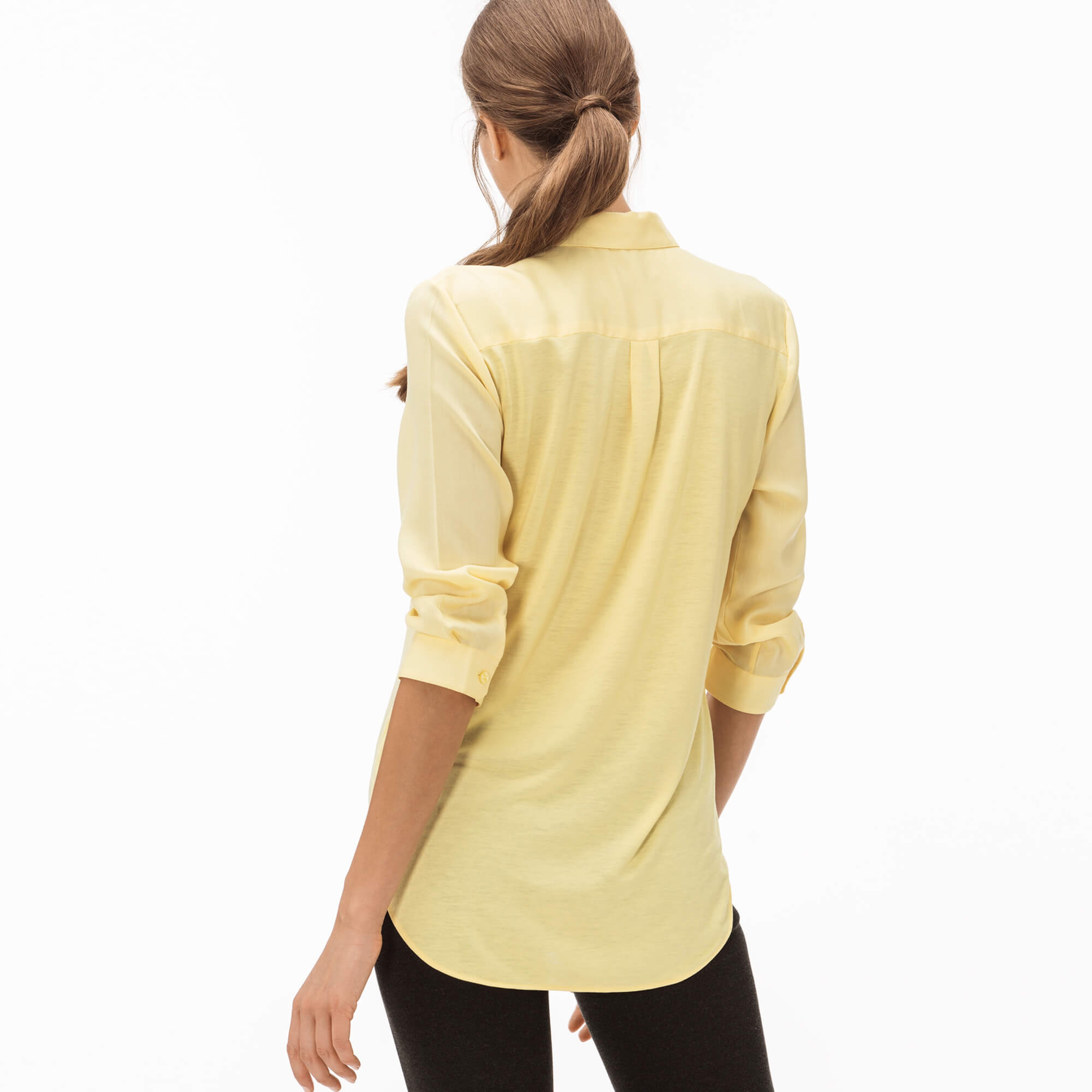 Lacoste Kadın Sarı Uzun Kollu Regular Fit Gömlek