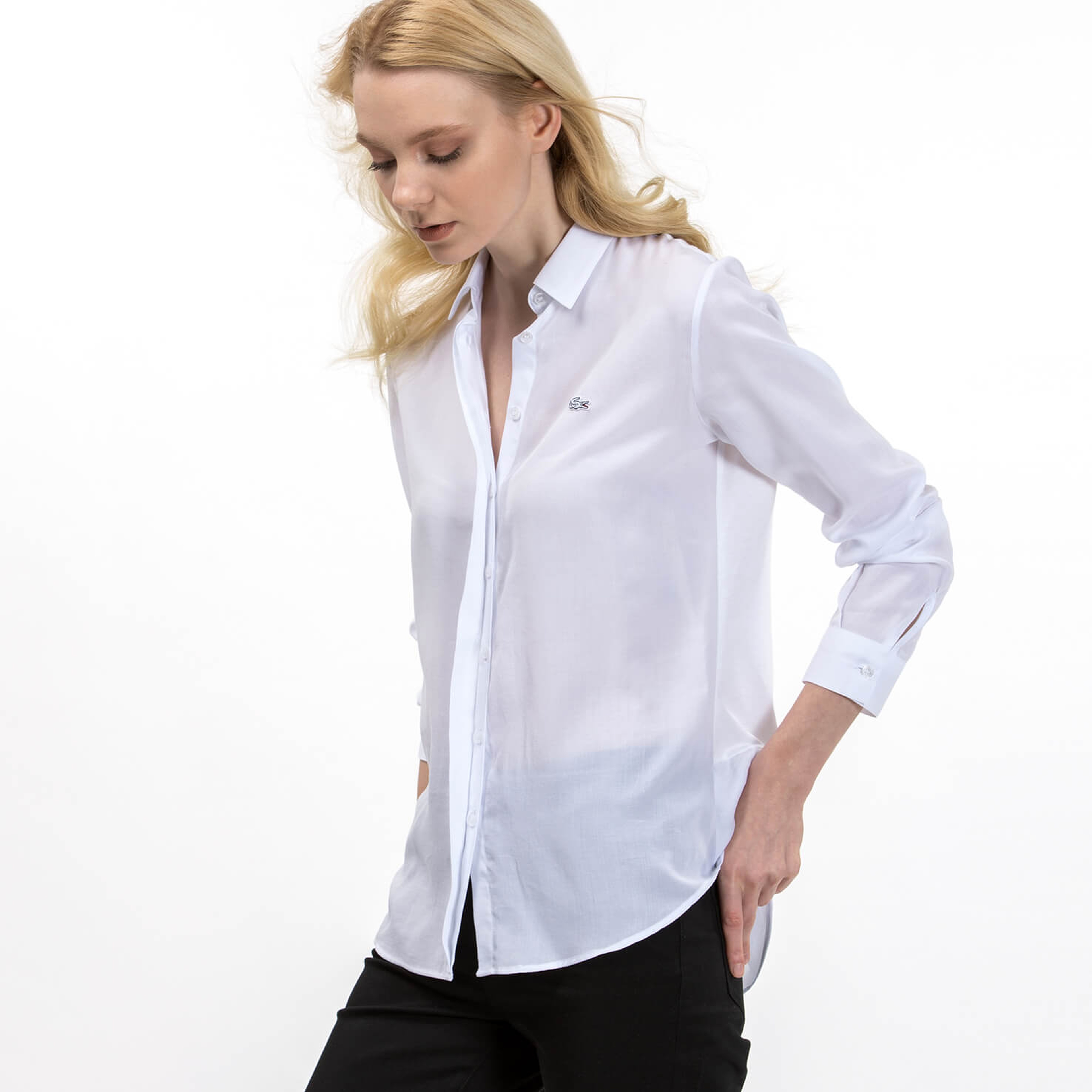 Lacoste Kadın Beyaz Uzun Kollu Gömlek