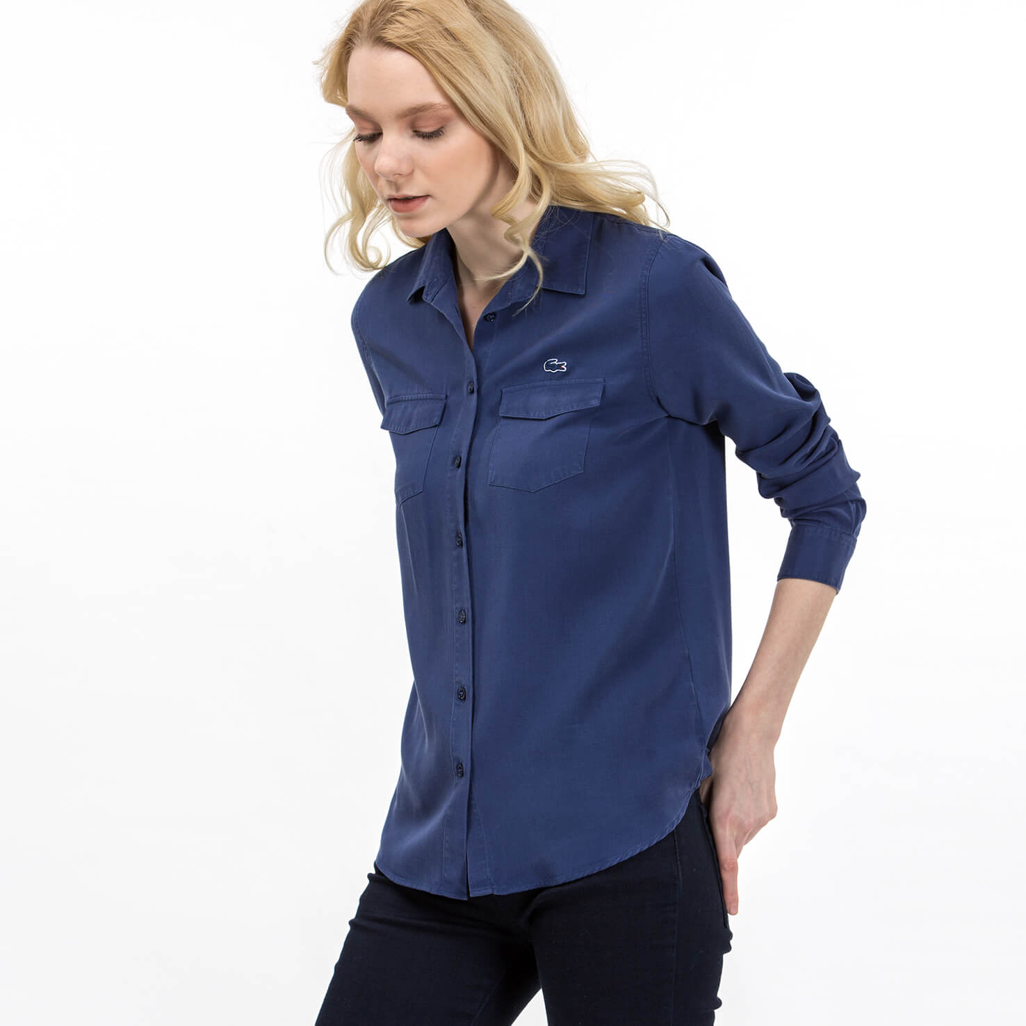 Lacoste Kadın Lacivert Uzun Kollu Gömlek