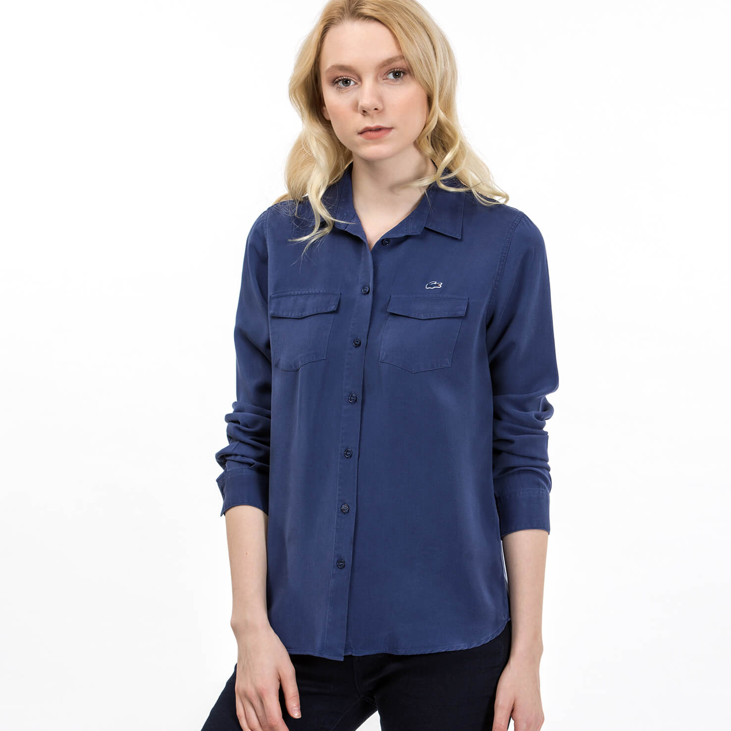 Lacoste Kadın Lacivert Uzun Kollu Gömlek