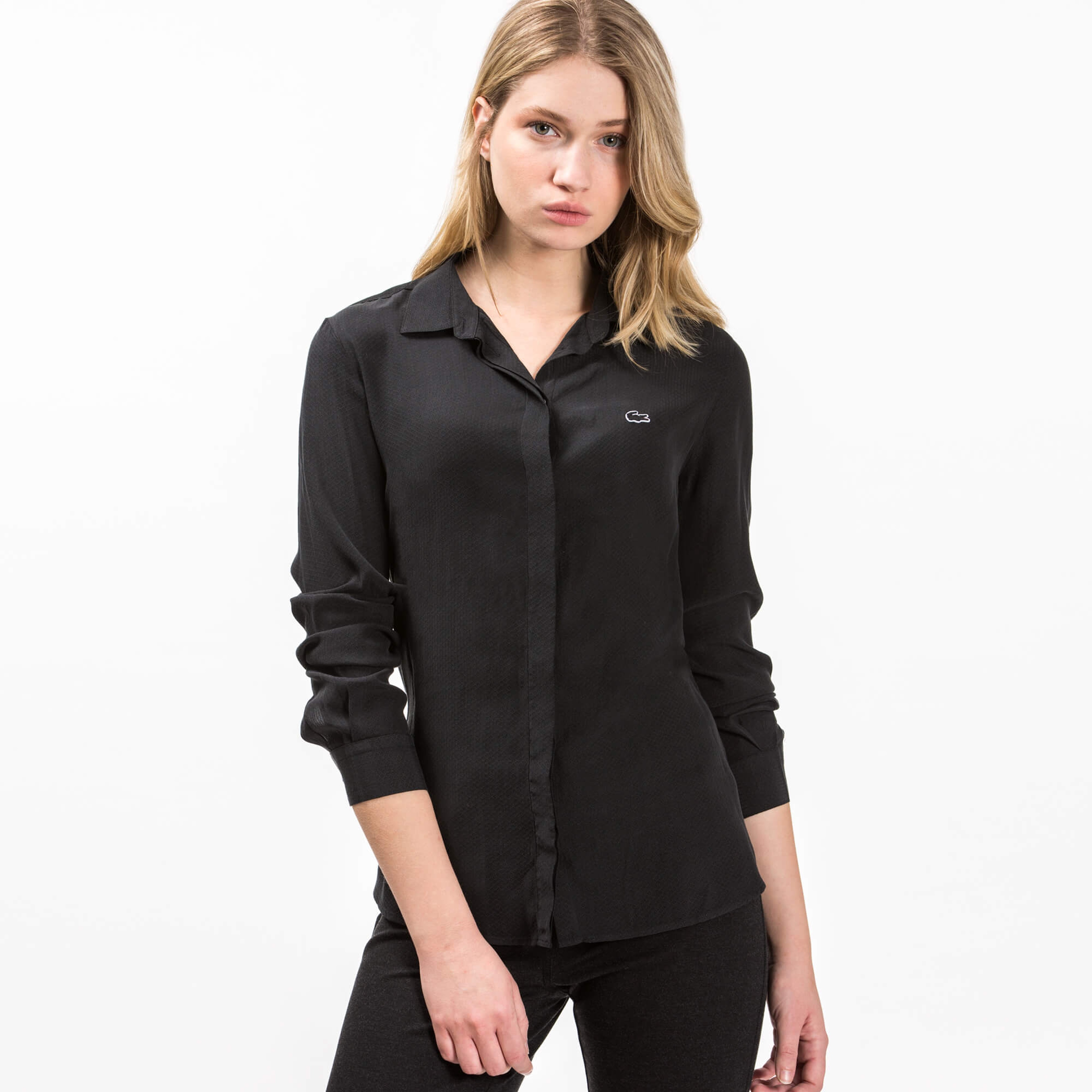 Lacoste Kadın Siyah Uzun Kollu Gömlek