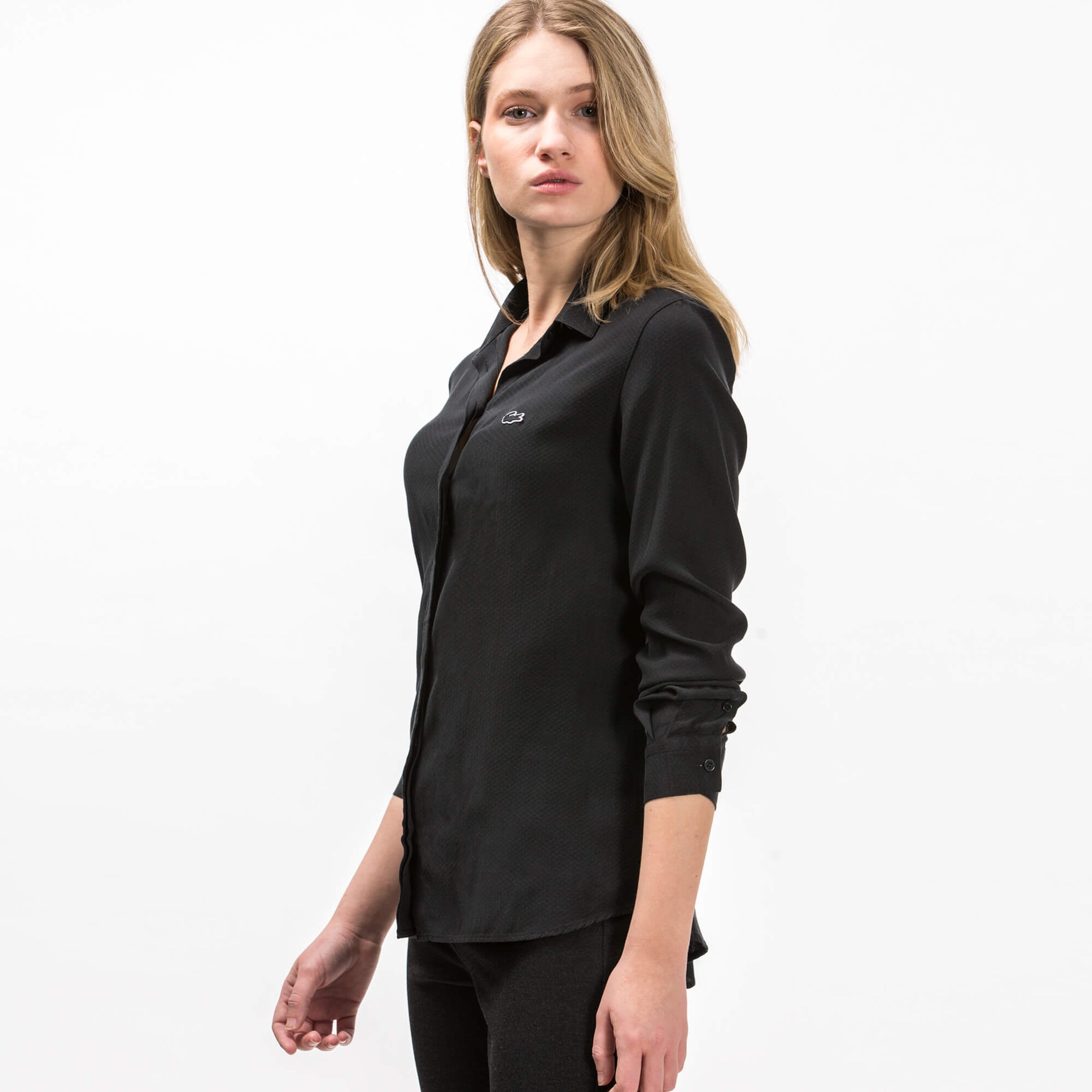 Lacoste Kadın Siyah Uzun Kollu Gömlek
