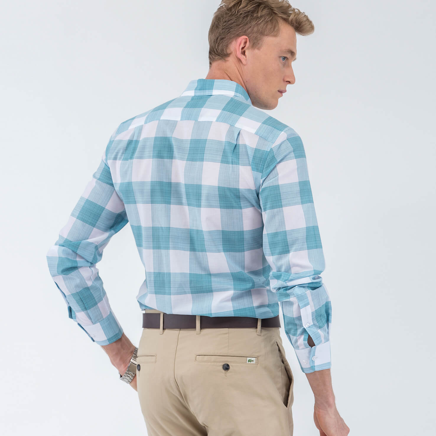 Lacoste Erkek Mavi Slim Fit Uzun Kollu Gömlek