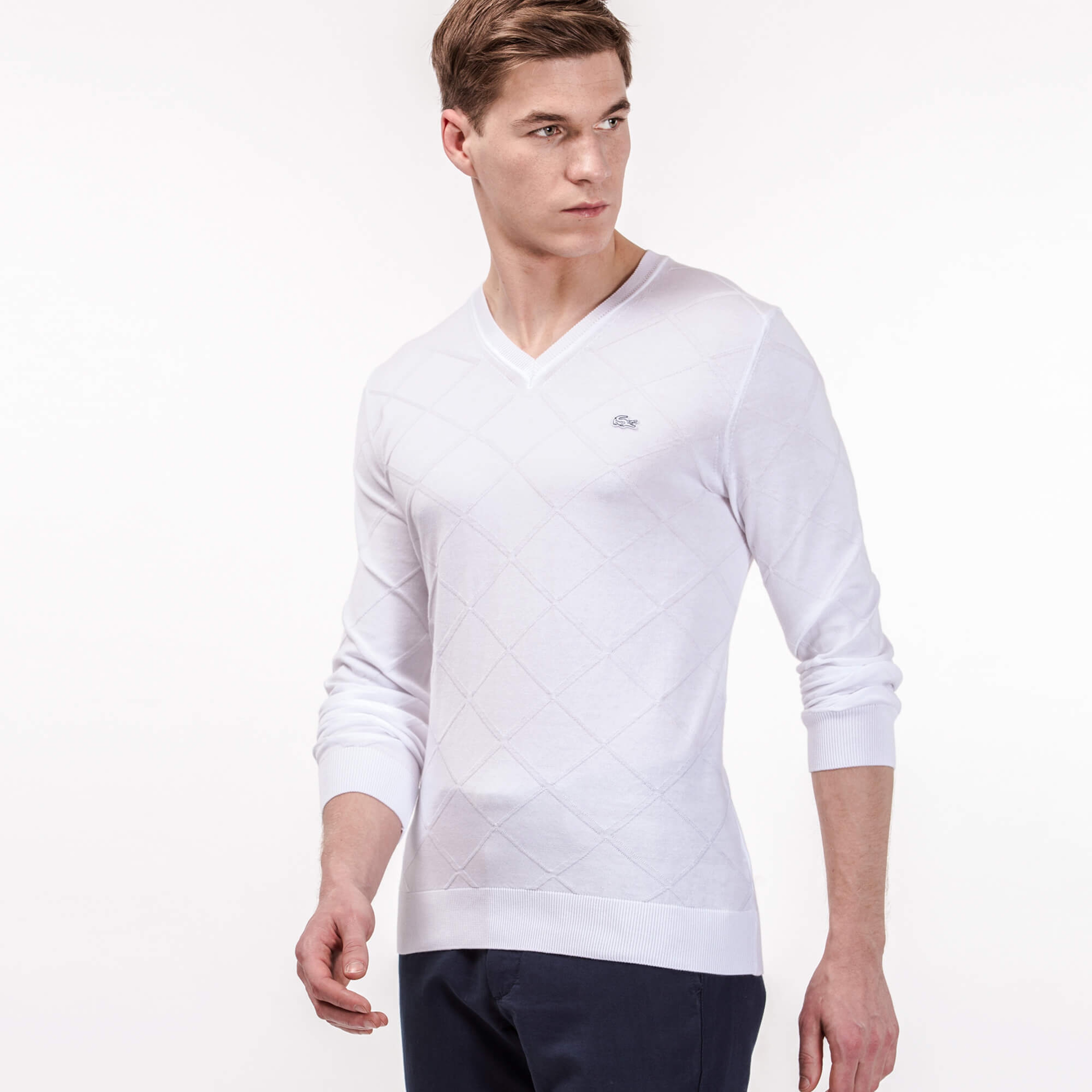 Lacoste Erkek Beyaz Triko