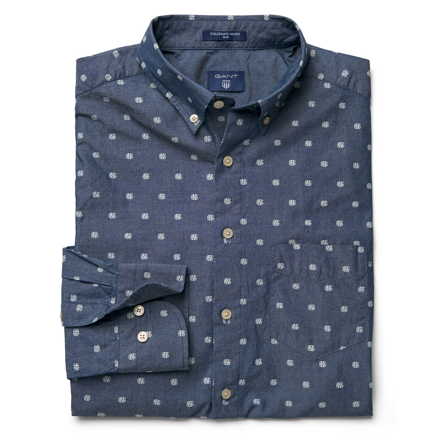 Gant Erkek Lacivert Uzun Kollu Slim Fit Gömlek