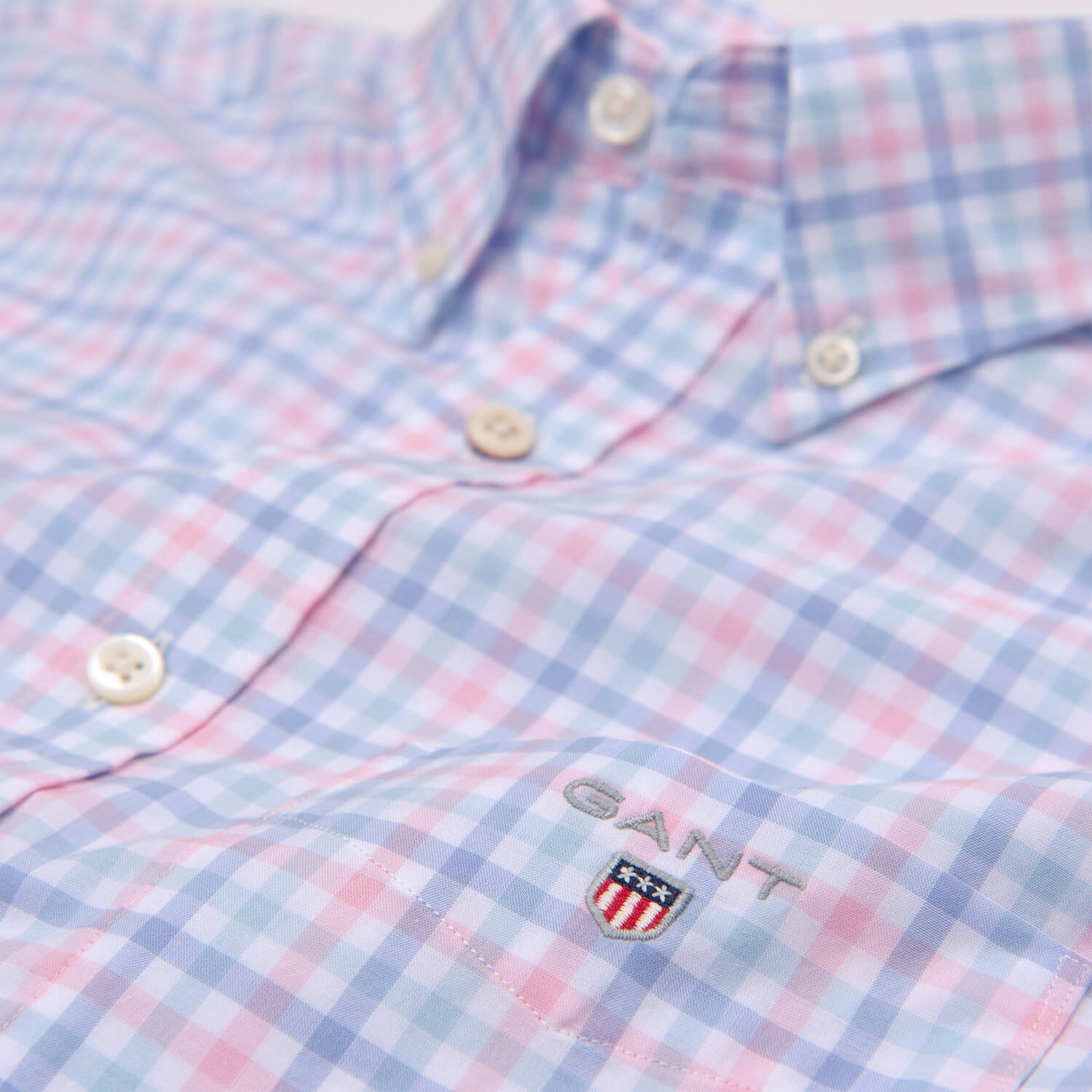 Gant Erkek Pembe Kareli Uzun Kollu Regular Fit Gömlek