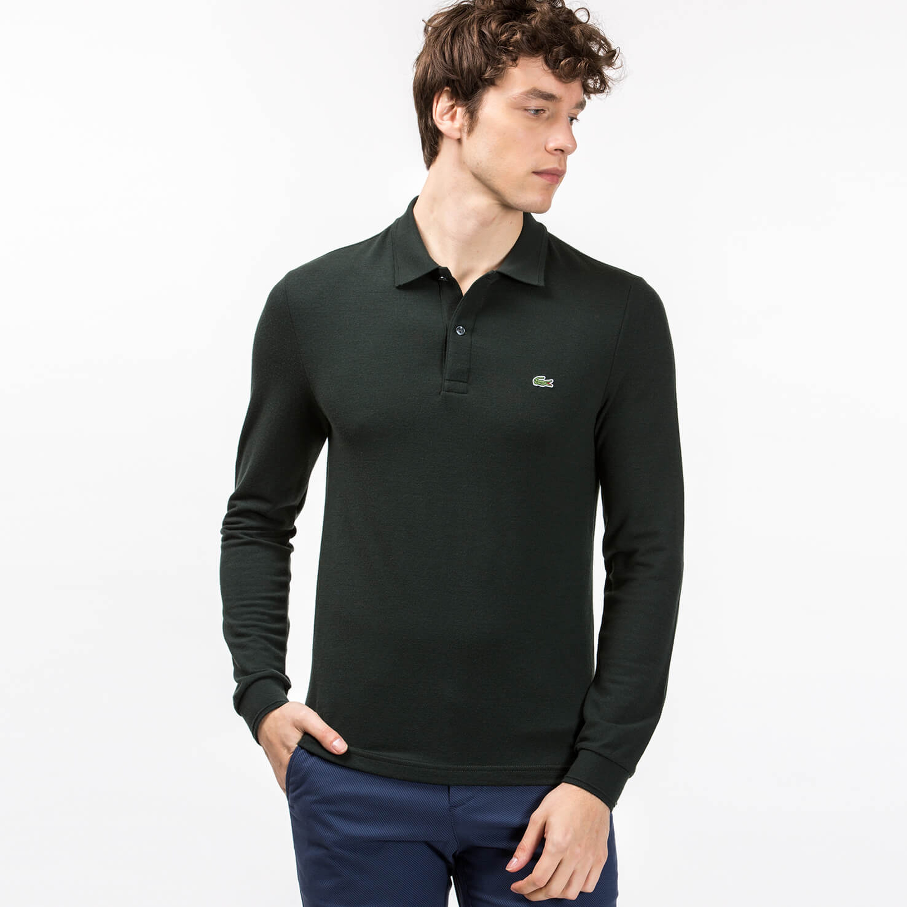 Lacoste Erkek Yeşil Slim Fit Uzun Kollu Polo
