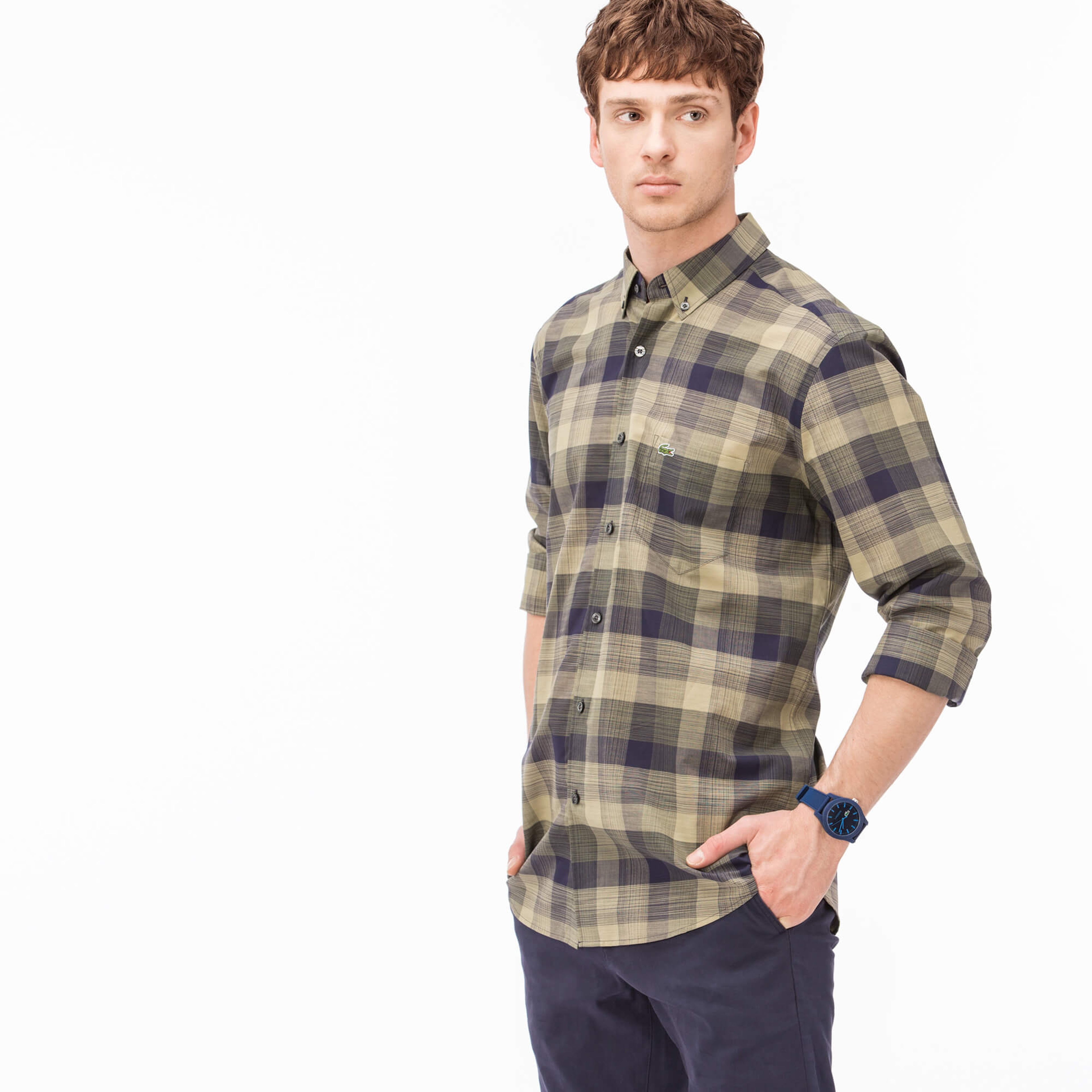 Lacoste Erkek Lacivert Regular Fit Uzun Kollu Gömlek