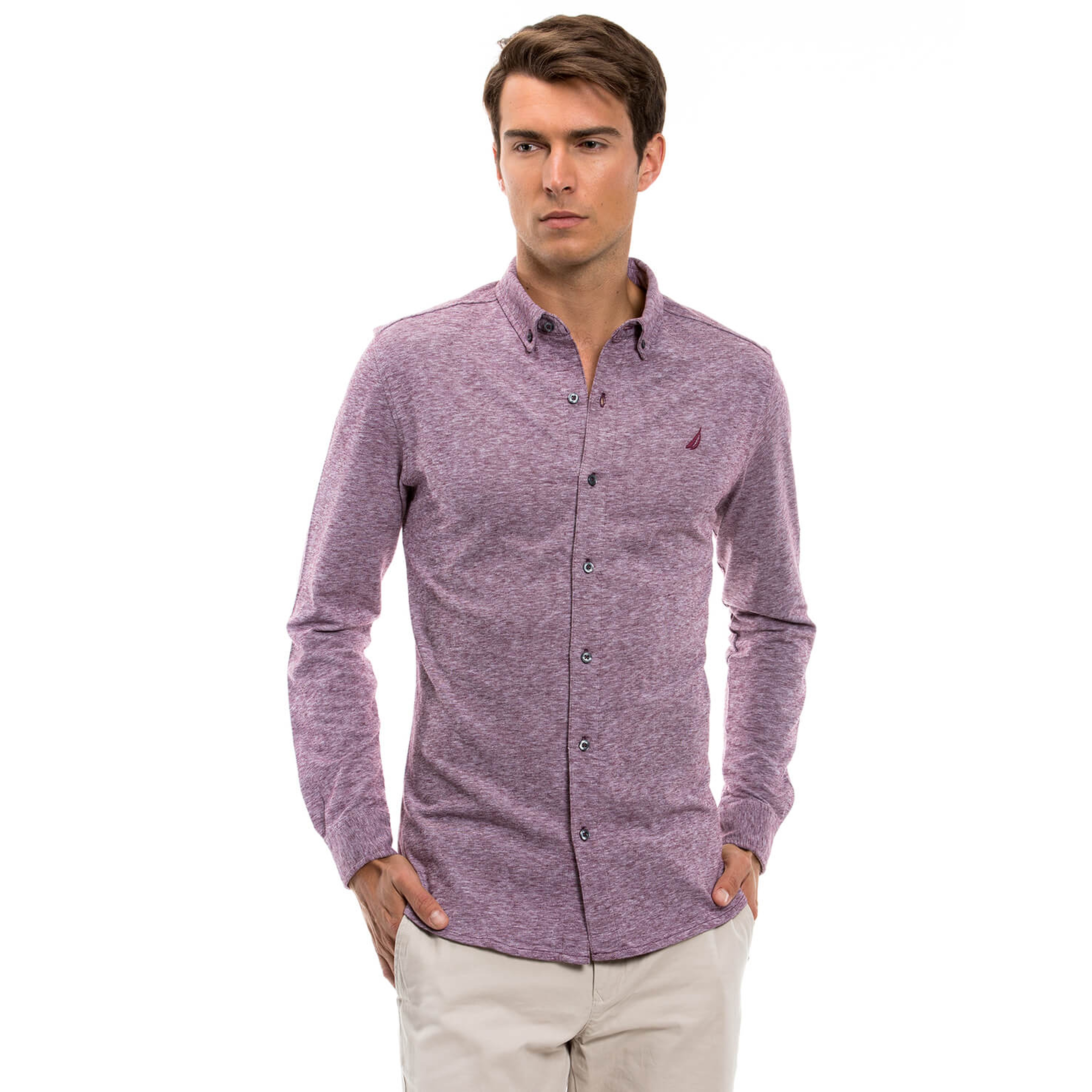 Nautica Erkek Mor Uzun Kollu Gömlek