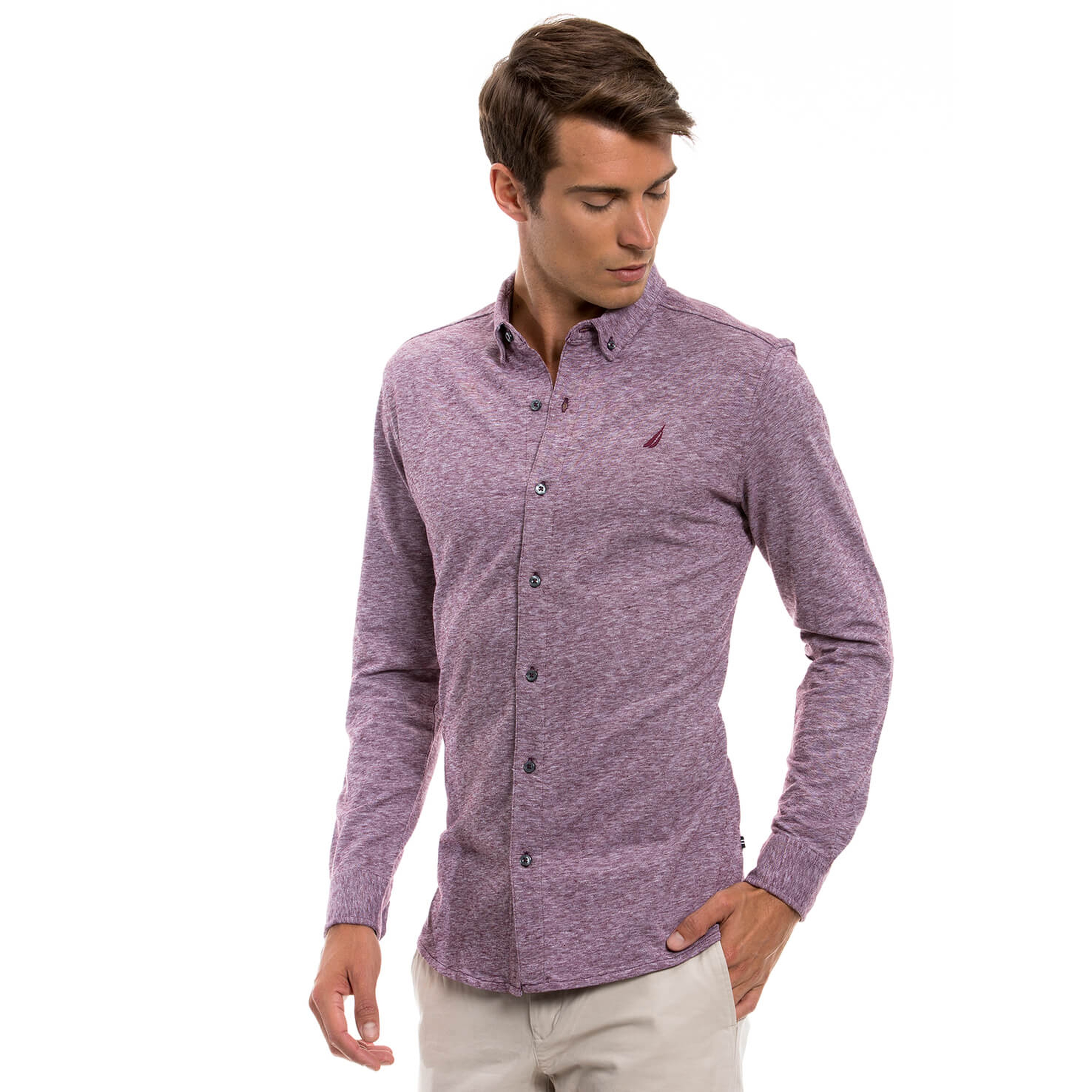 Nautica Erkek Mor Uzun Kollu Gömlek