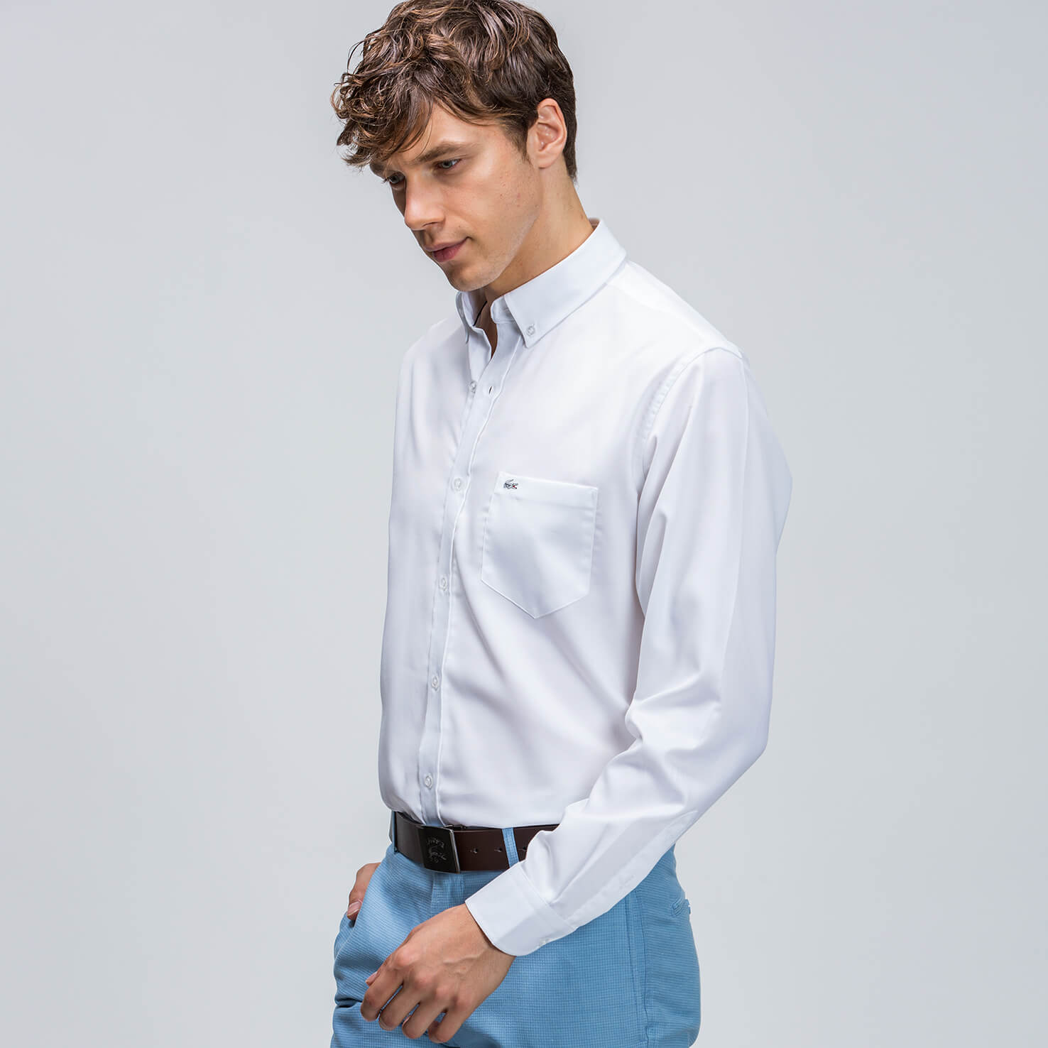 Lacoste Erkek Beyaz Regular Fit Uzun Kollu Gömlek