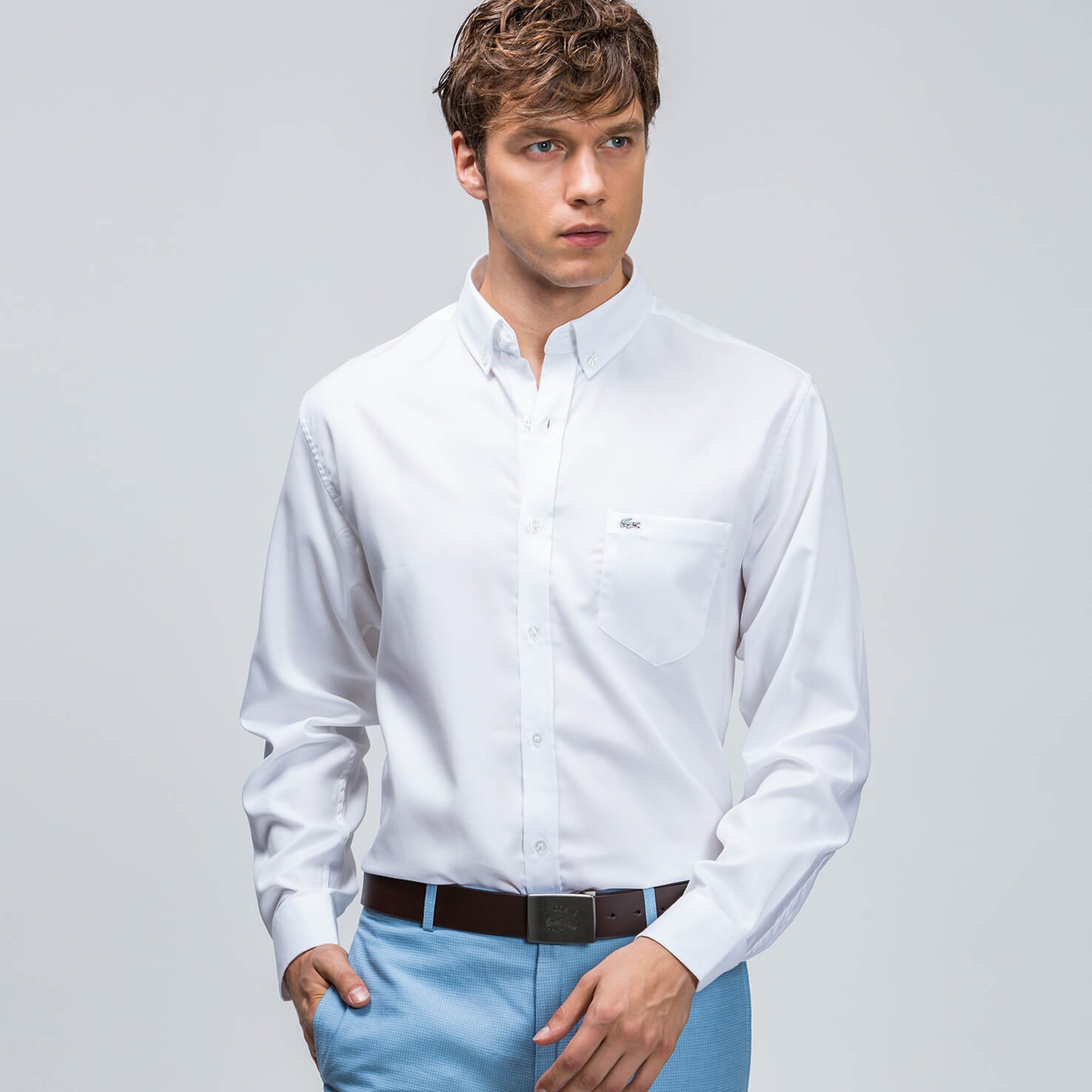 Lacoste Erkek Beyaz Regular Fit Uzun Kollu Gömlek