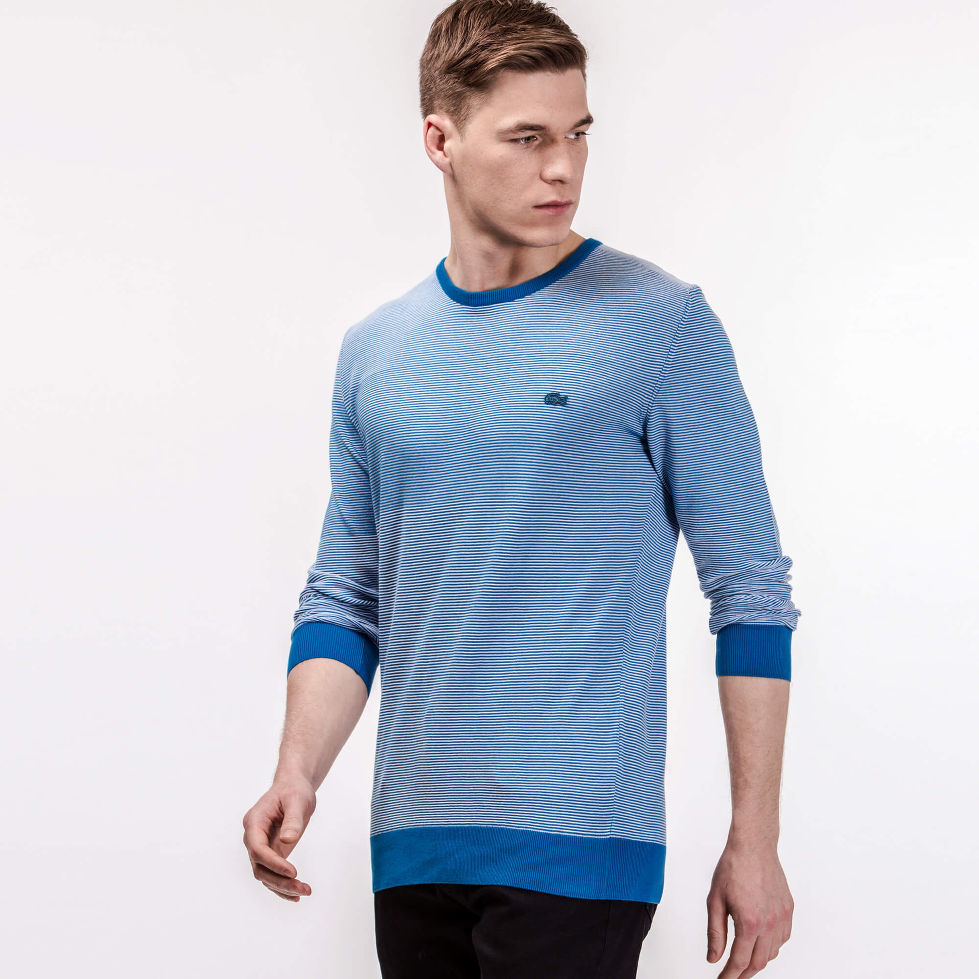 Lacoste Erkek Mavi Çizgili Triko