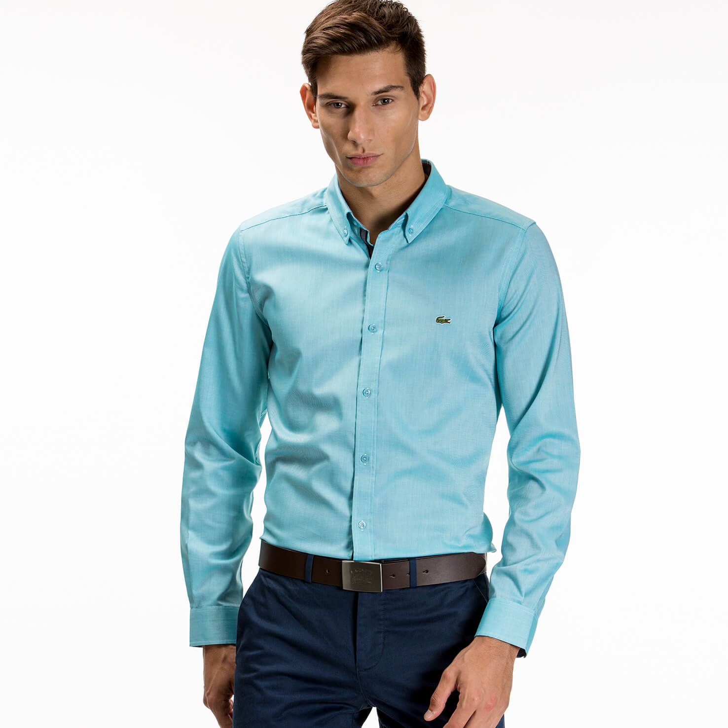 Lacoste Erkek Mavi Slim Fit Uzun Kollu Gömlek